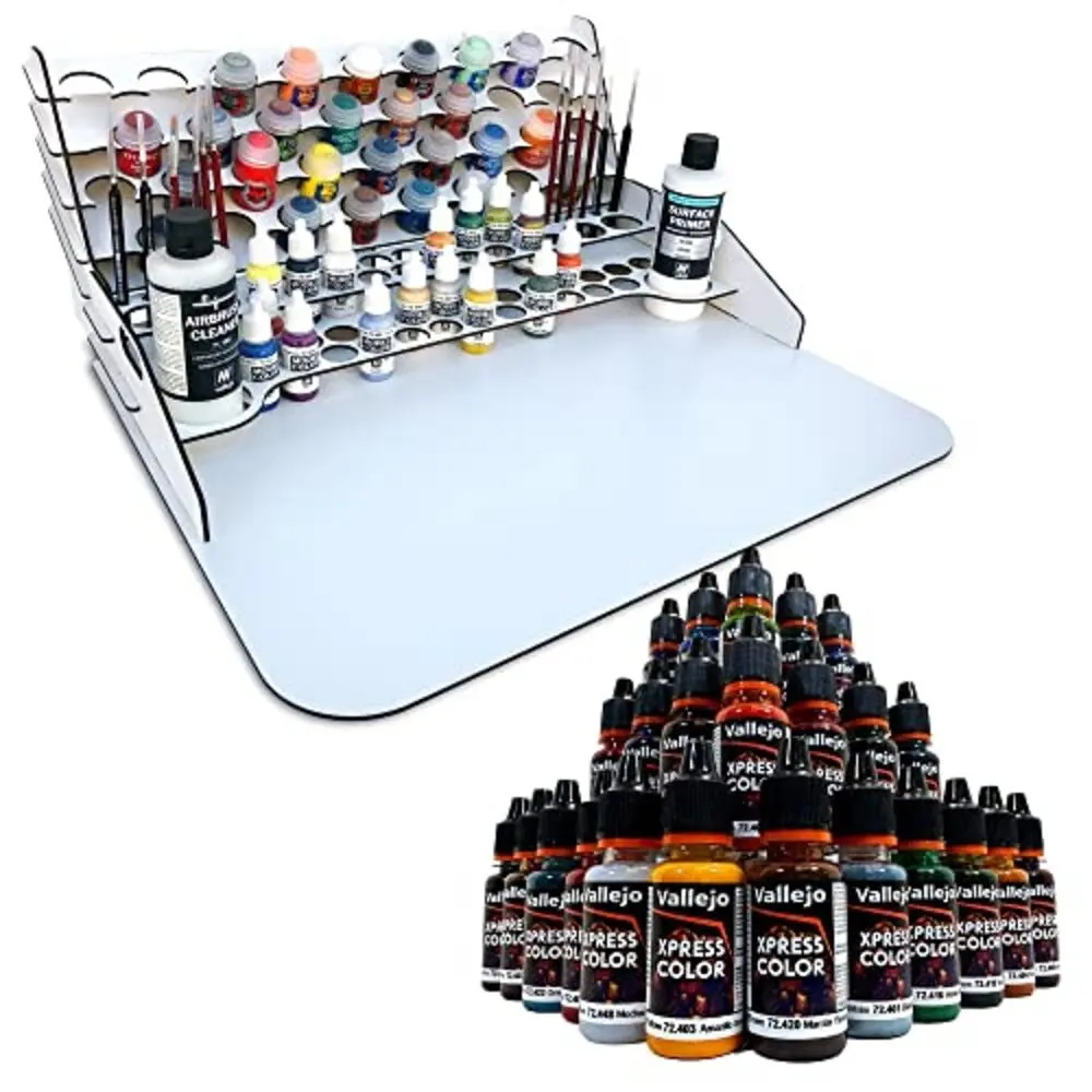 Pintura Acrilica Vallejo Xpress Color - Paint Station Silu Grande, Pack 24 Pinturas Nueva Gama Reformulada