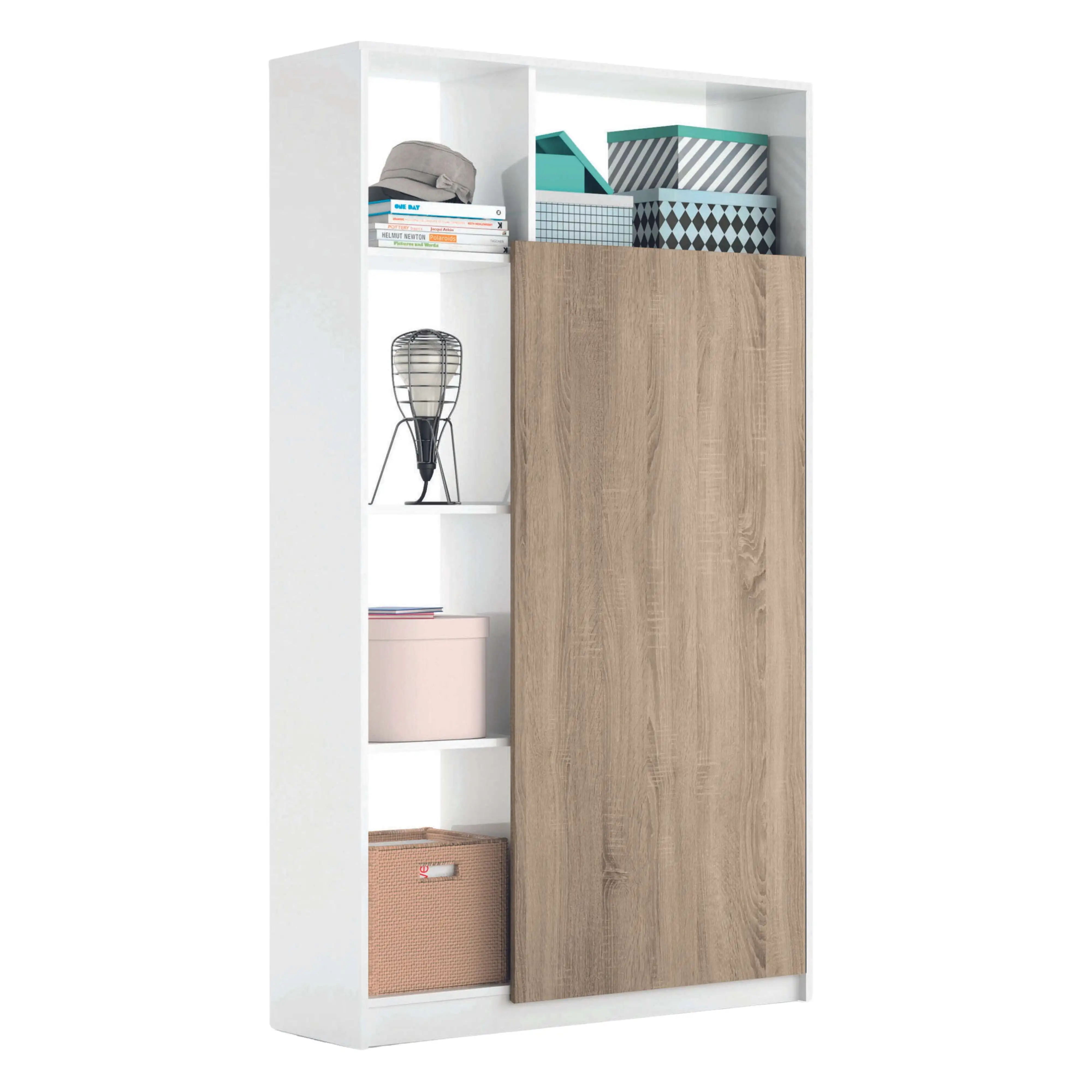 Miroytengo Mueble para Entrada Recibidor Neo Estilo Moderno Alto en Color Blanco Mate y Roble 100 cm