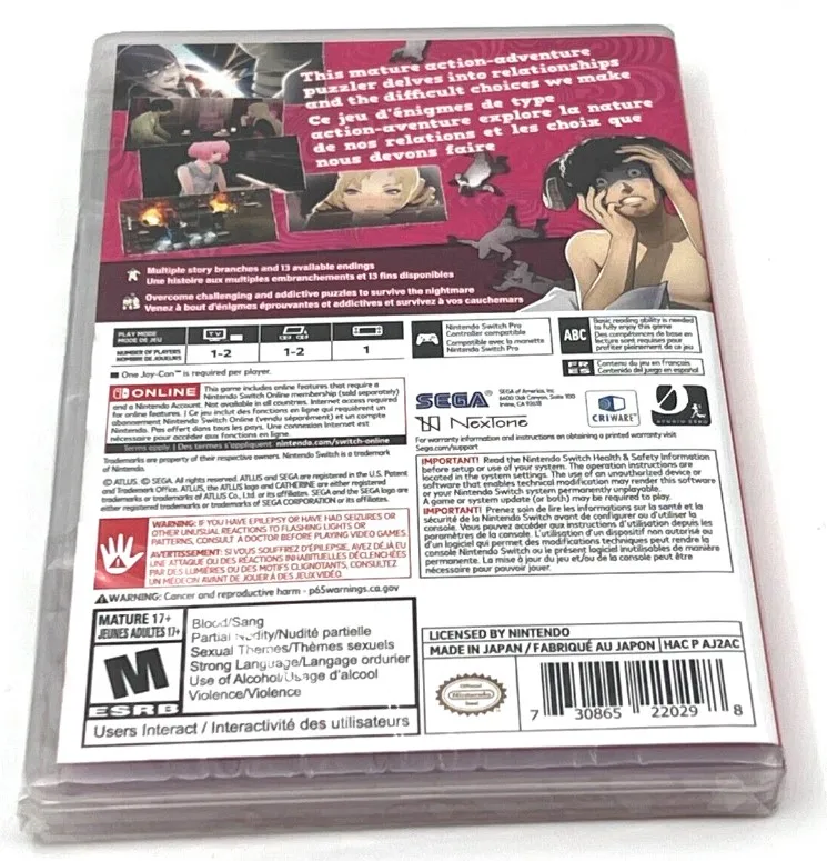 Catherine: full body game for nintendo switch console