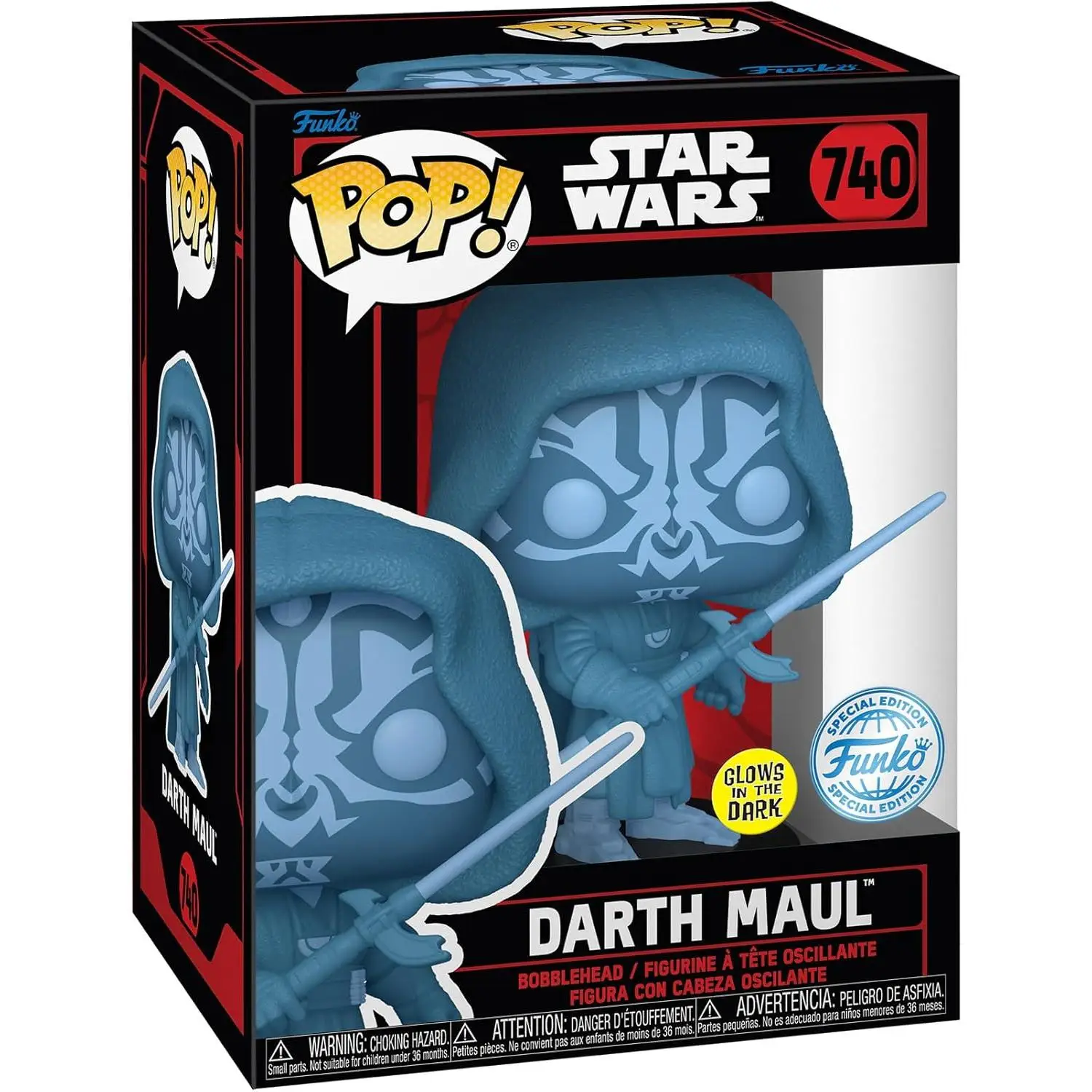 Figura De Juguete Especial GID Darth Maul De Star Wars 740 Funko 27713 - Imagen 3