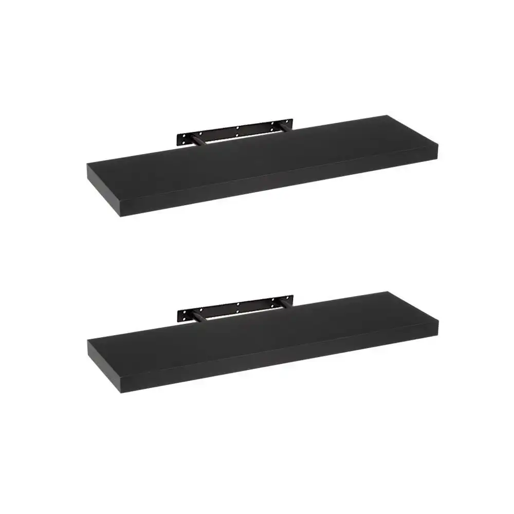 Set de 2 estantes de pared flotantes negros de 80x24 cm