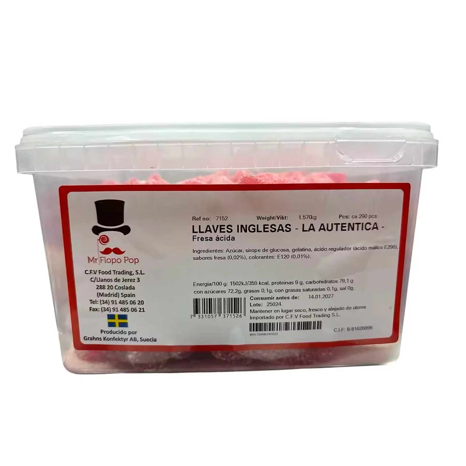 Deliex - strawberry acid keys - bucket of 290 units of acid keys - acid sweets