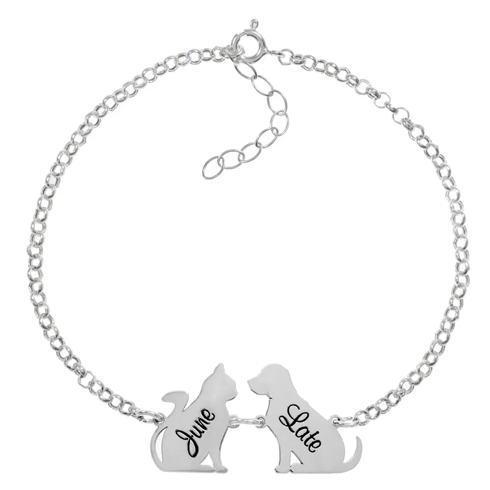 925 sterling silver custom dog and cat pet bracelet Jade jewelry