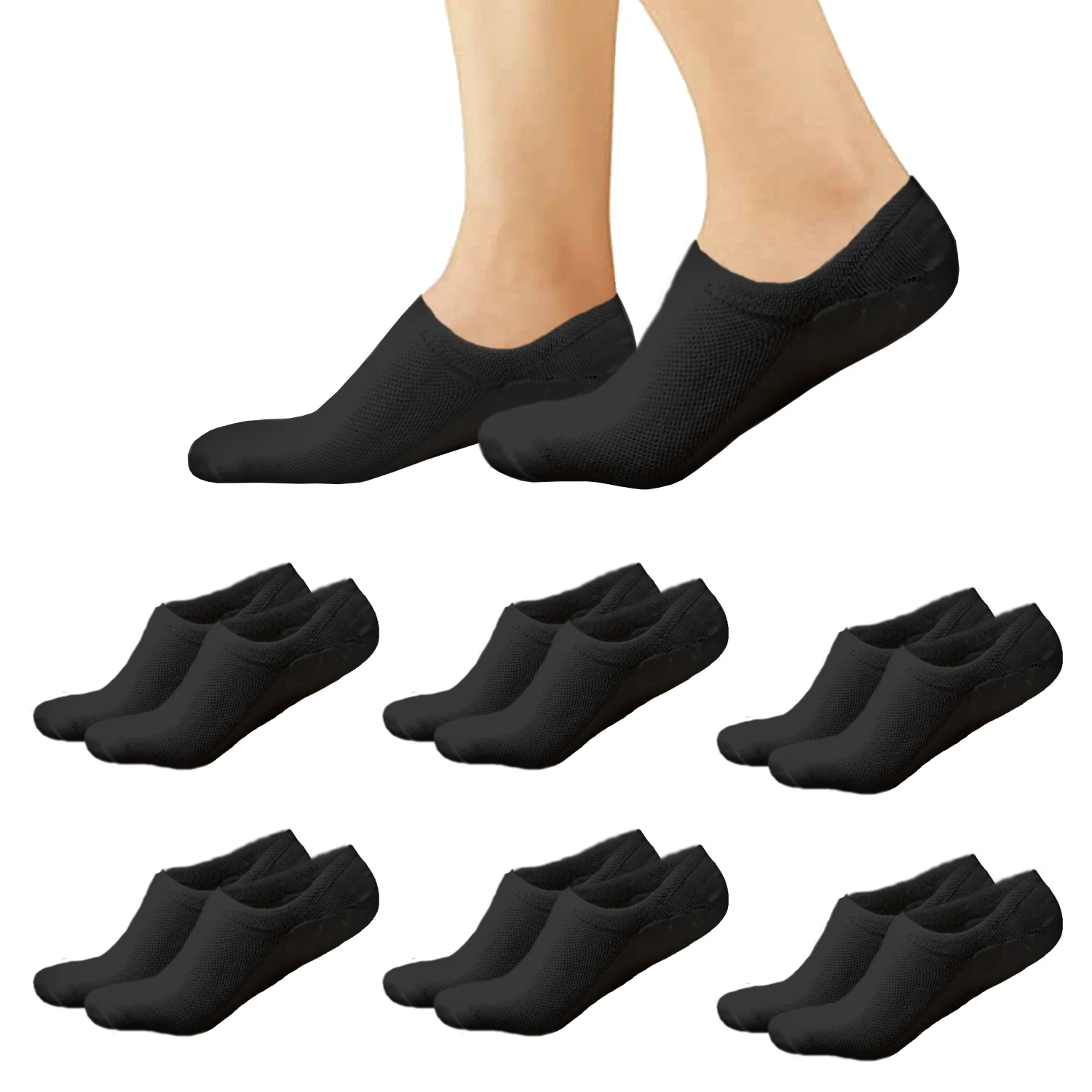 NAKLOE Men's Invisible Socks-Men's Pinkies-Short Socks-Men's Black Socks-Men's Ankle Socks (Size 40/46)