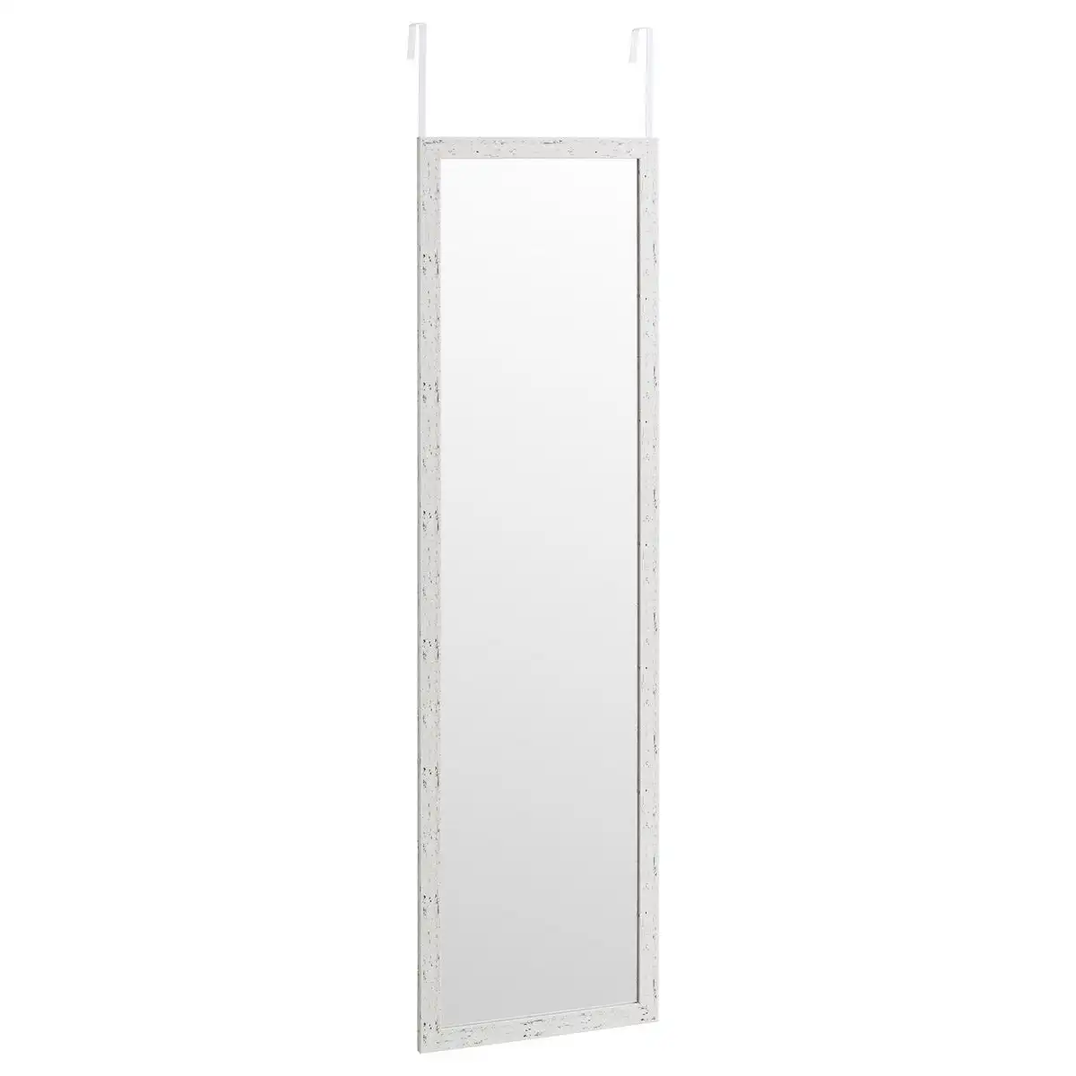 Lola Home Espejo blanco decapé de plástico PE para puerta de 35x125 cm