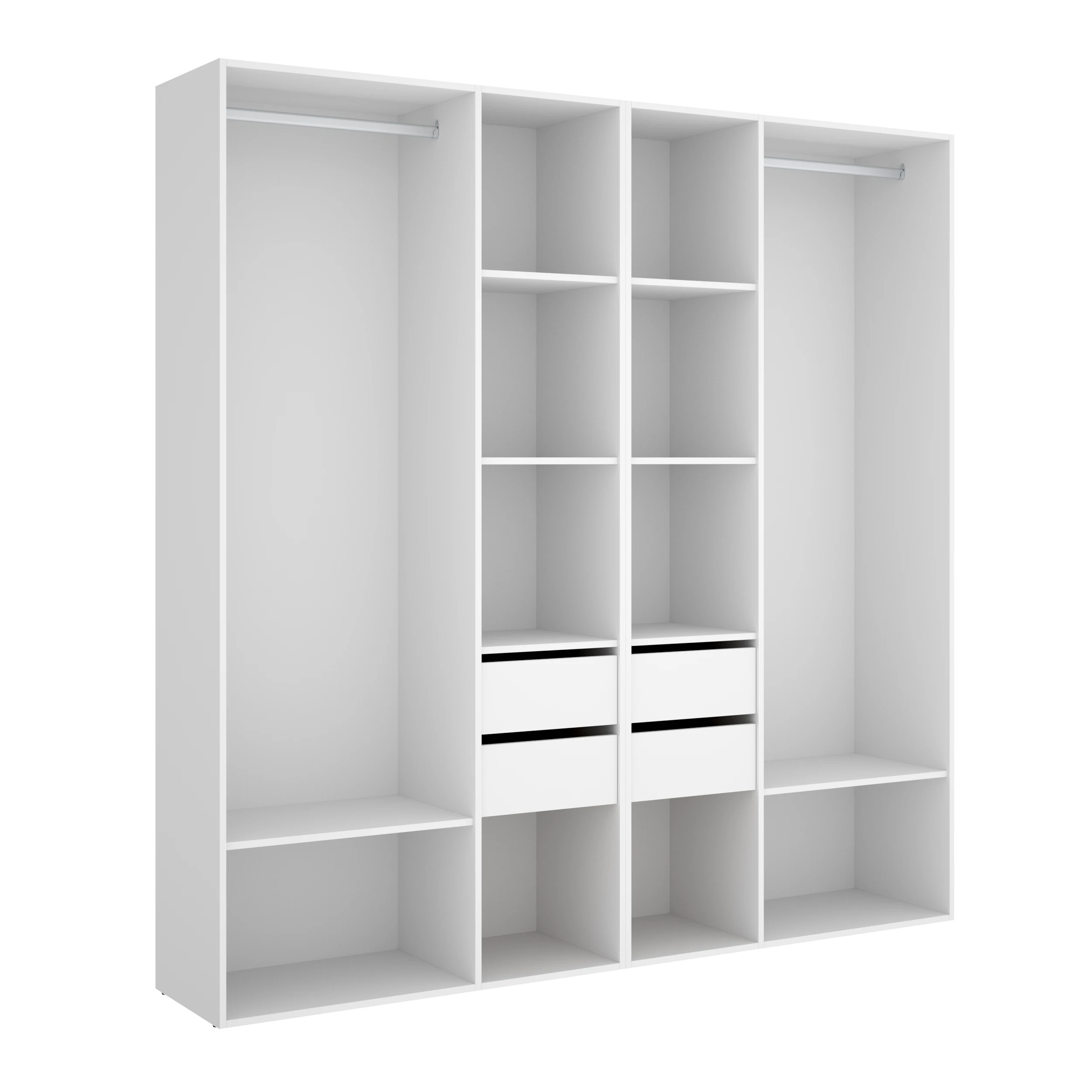 DEKIT - CONJUNTO VESTIDOR CON 4 CAJONES Y TRASERA REVERSIBLE - 205 x 196 x 45 cm - BLANCO / NATURAL