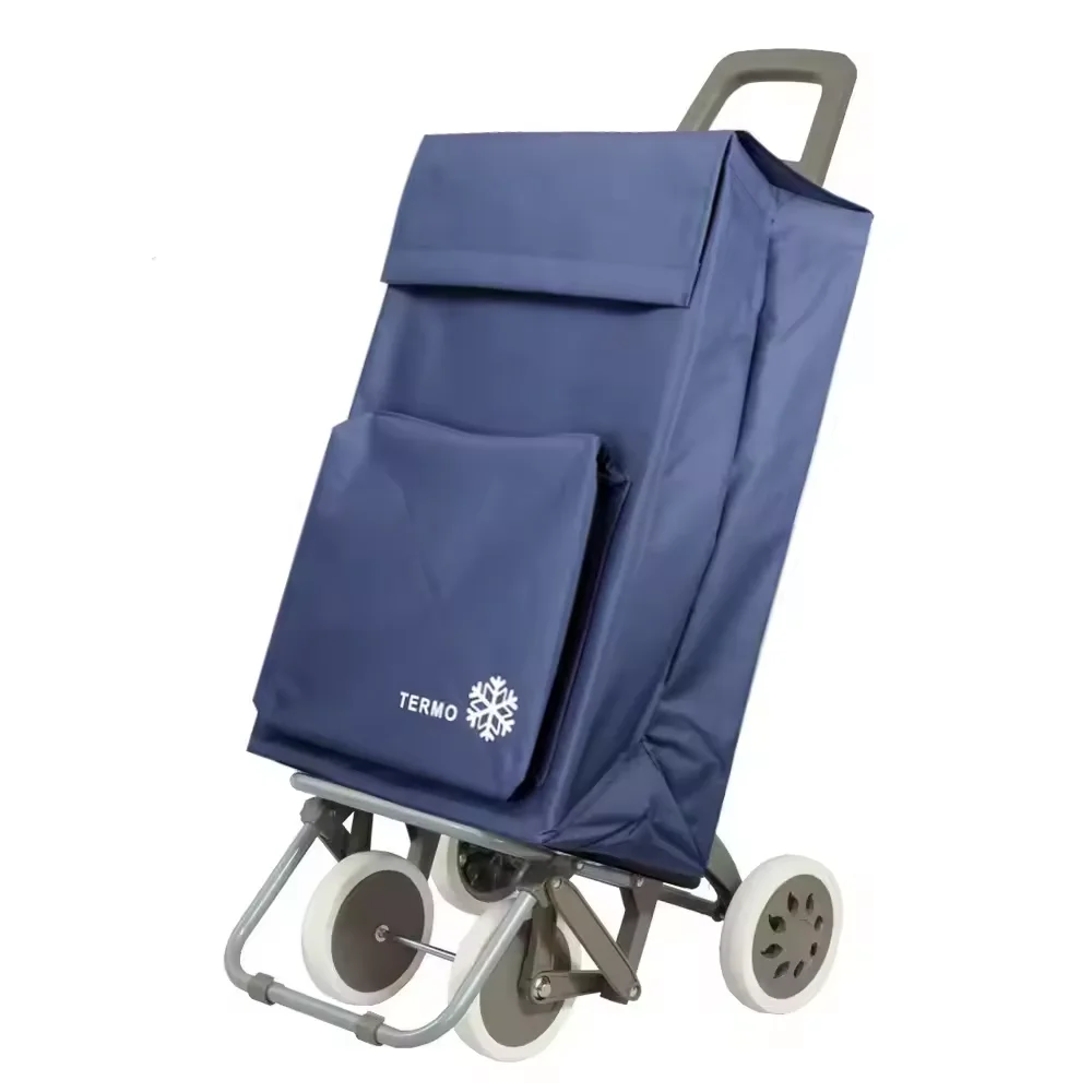 My trolley folding shopping cart [trolley cart] Lightweight thermos bag 90x30x39cm, durable, foldable, with 4 wheels durable, for food shopping, load capacity 40 liters