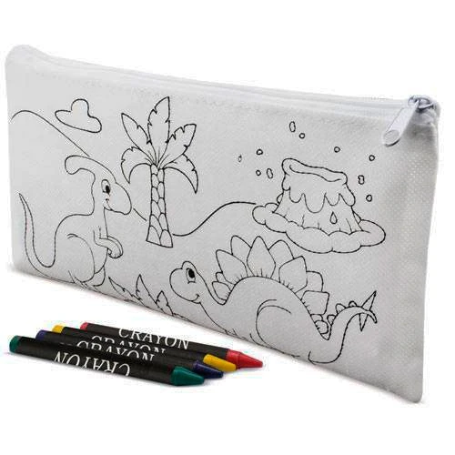Disok Lote 20 Estuches para Colorear con 5 Ceras Dinos - Regalos Cumpleaños Comuniones Niños Infantiles Colegios Manualidades Prácticos Bodas
