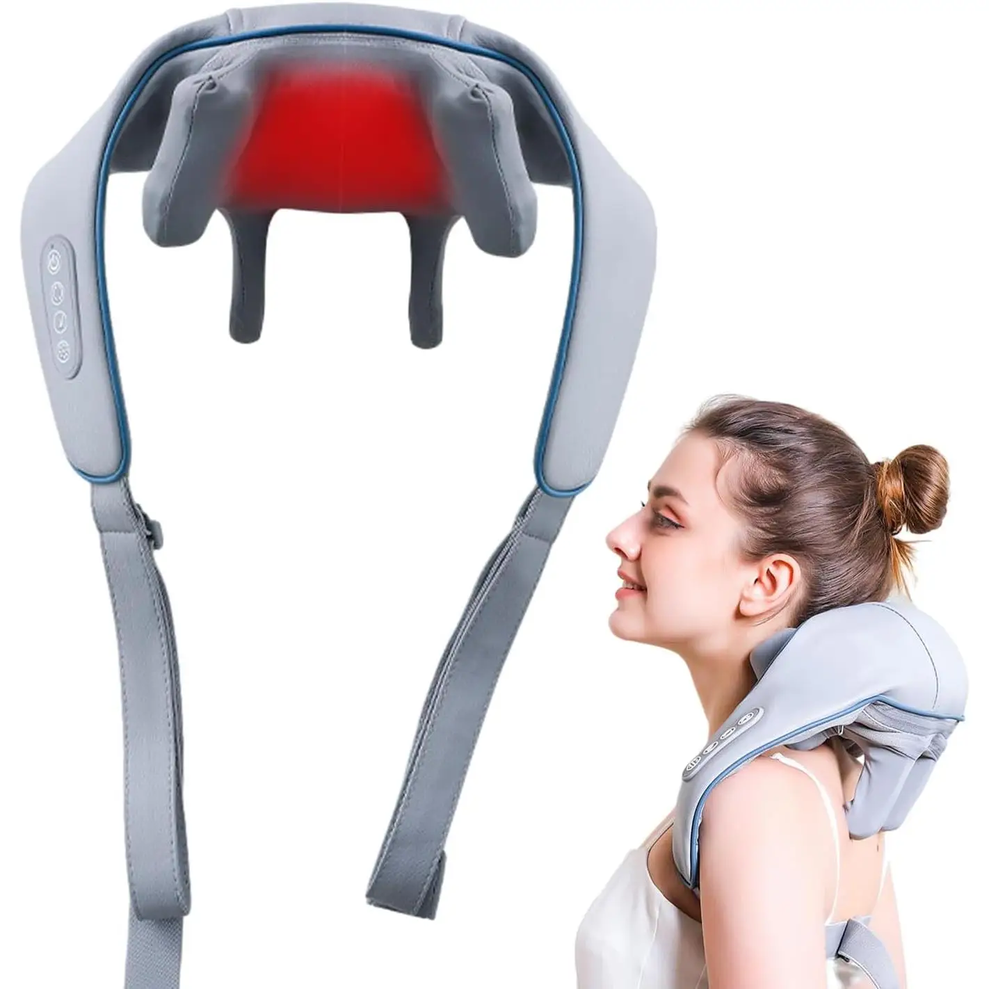 Neck and Shoulder Massager, Heat Neck Massager, cervical Massager, Wireless Shiatsu Neck and Back Massage for Home and Office Fatigue Relaxation