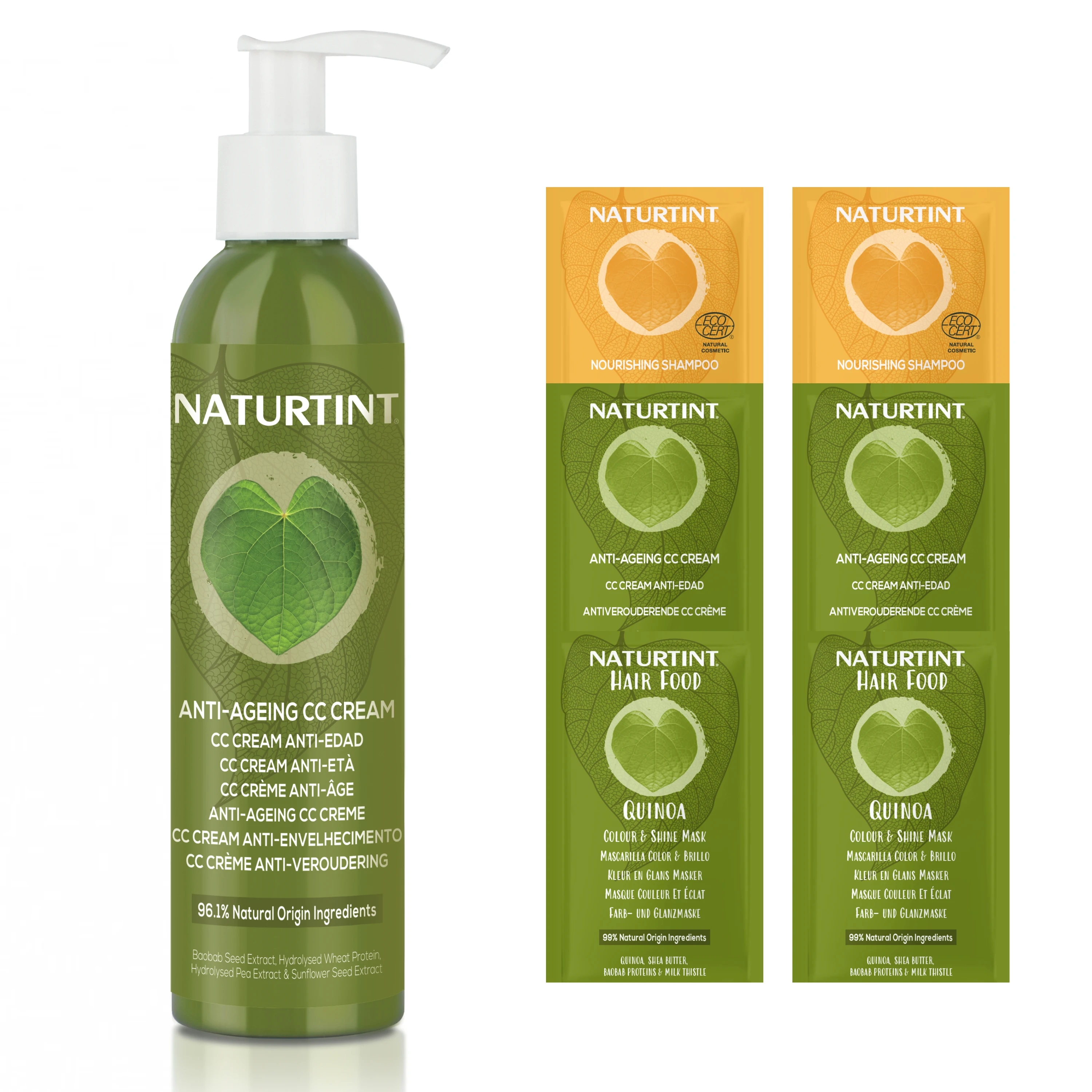 Naturtint CC Cream Antiedad sin sulfatos ni siliconas. Mascarilla Capilar Sin Aclarado. Pelo Seco y Dañado. Reparación. Hidratación. Fuerza y Volumen. 96% Ingredientes Naturales. Apto Método Curly.