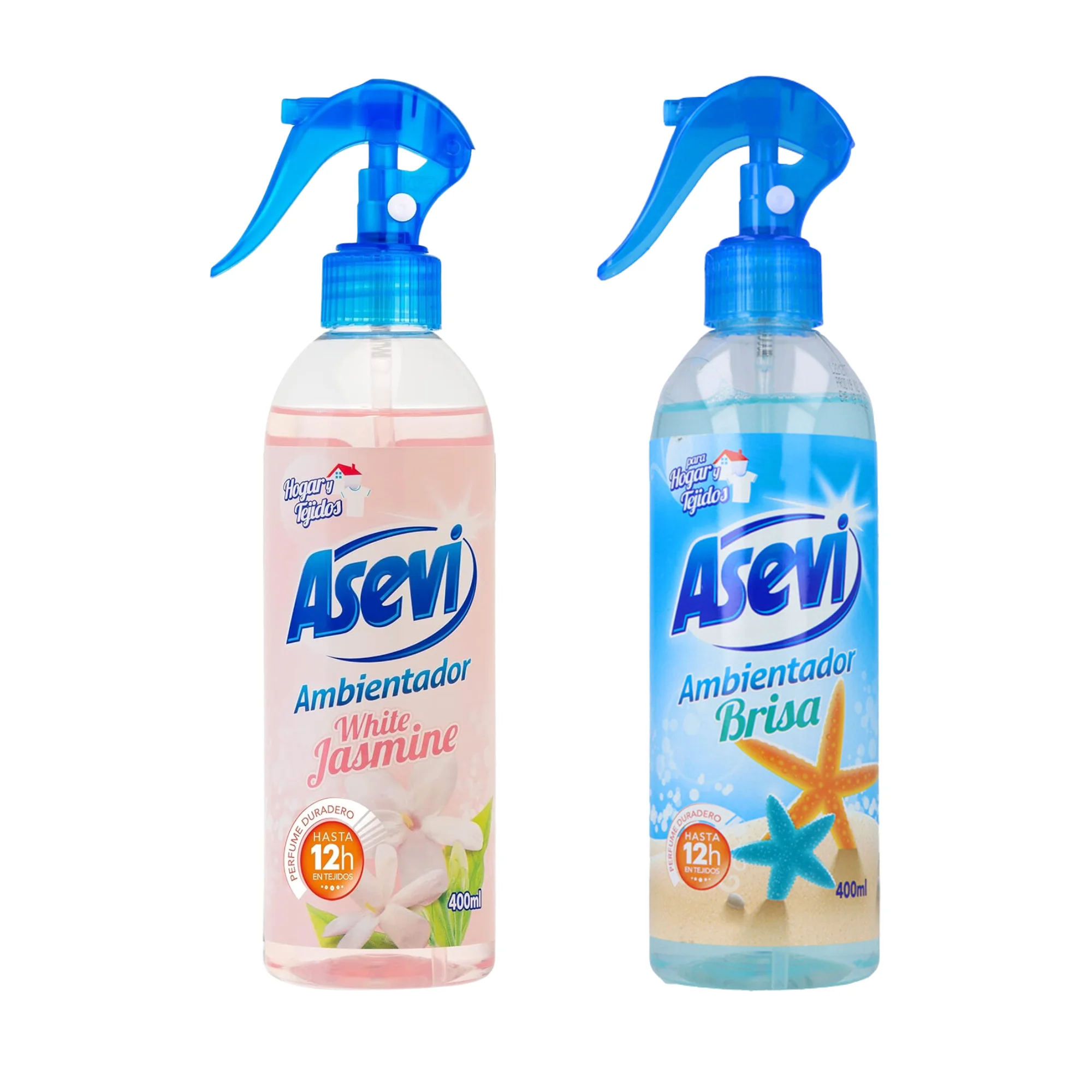 Asevi Pack Ambientador Primaveral y White Jasmine – Spray Concentrado para Eliminar Olores – Fragancias Frescas y Duraderas – Pulverización Extrafina – 400 ml