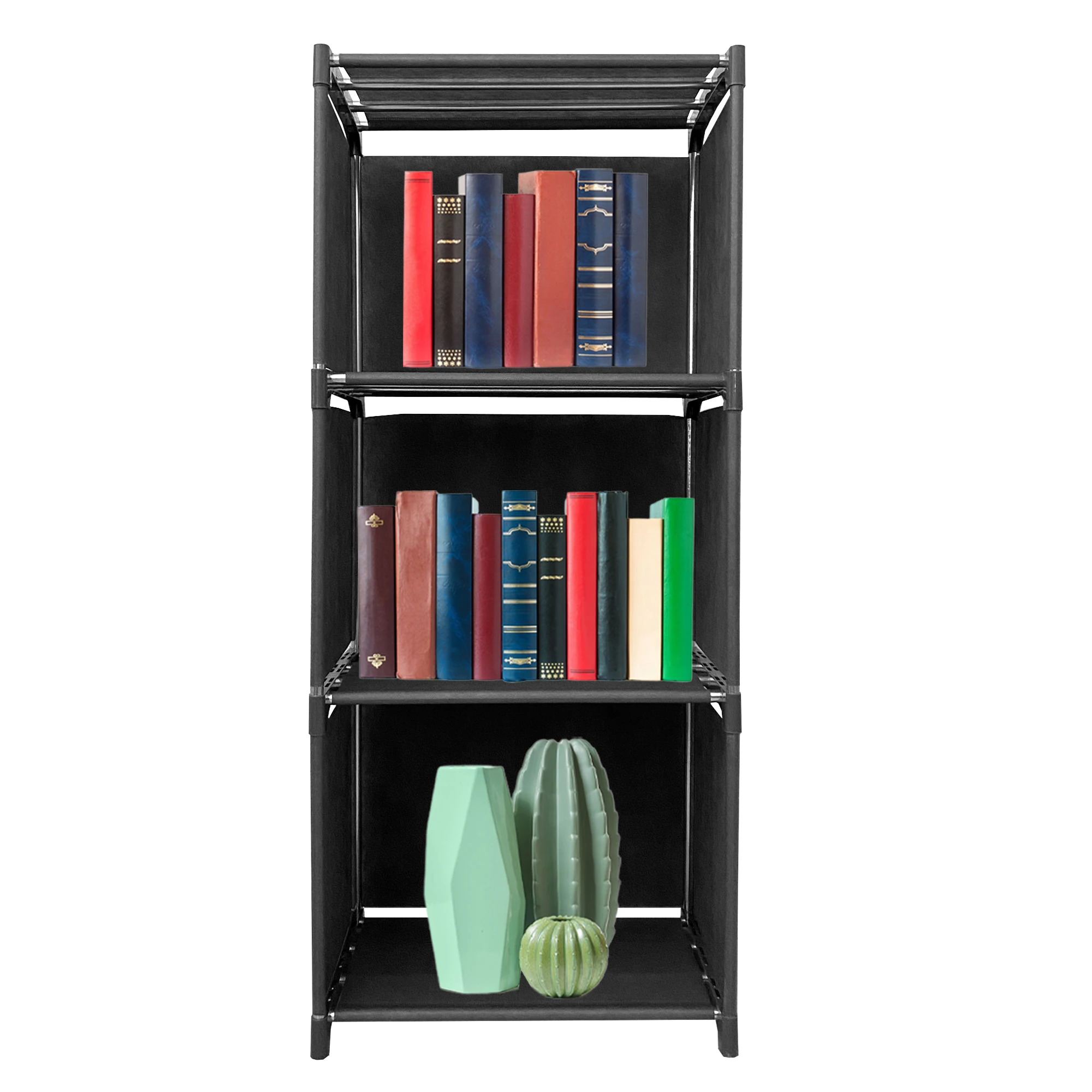 Estantería Modular 4 Alturas 3 Huecos Pvc/tela Gris - Nyana