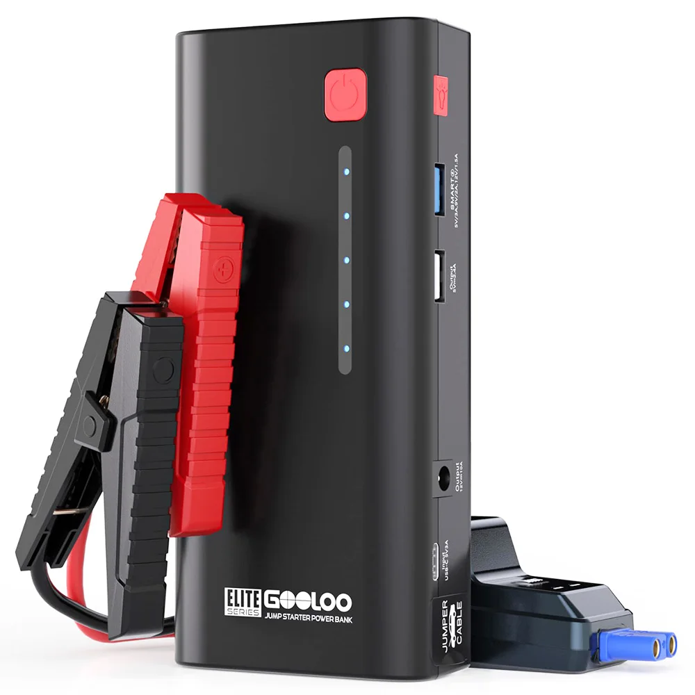 Multifunctional car battery Starter, 13200mAh air pump, goooo GE1200 Jump Starter, 12V auto battery Starter Max current, LED light