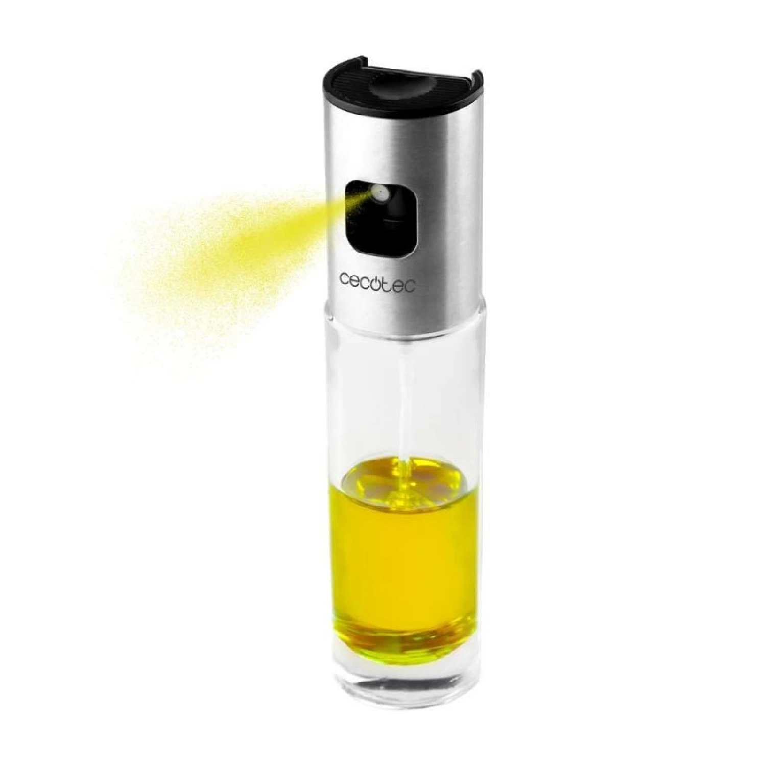 Cecotec Aceitera de Spray Polka OilSpray 1000 Cecofry. Cuerpo de Vidrio Resistente y Transparente y Acero Inoxidable 304