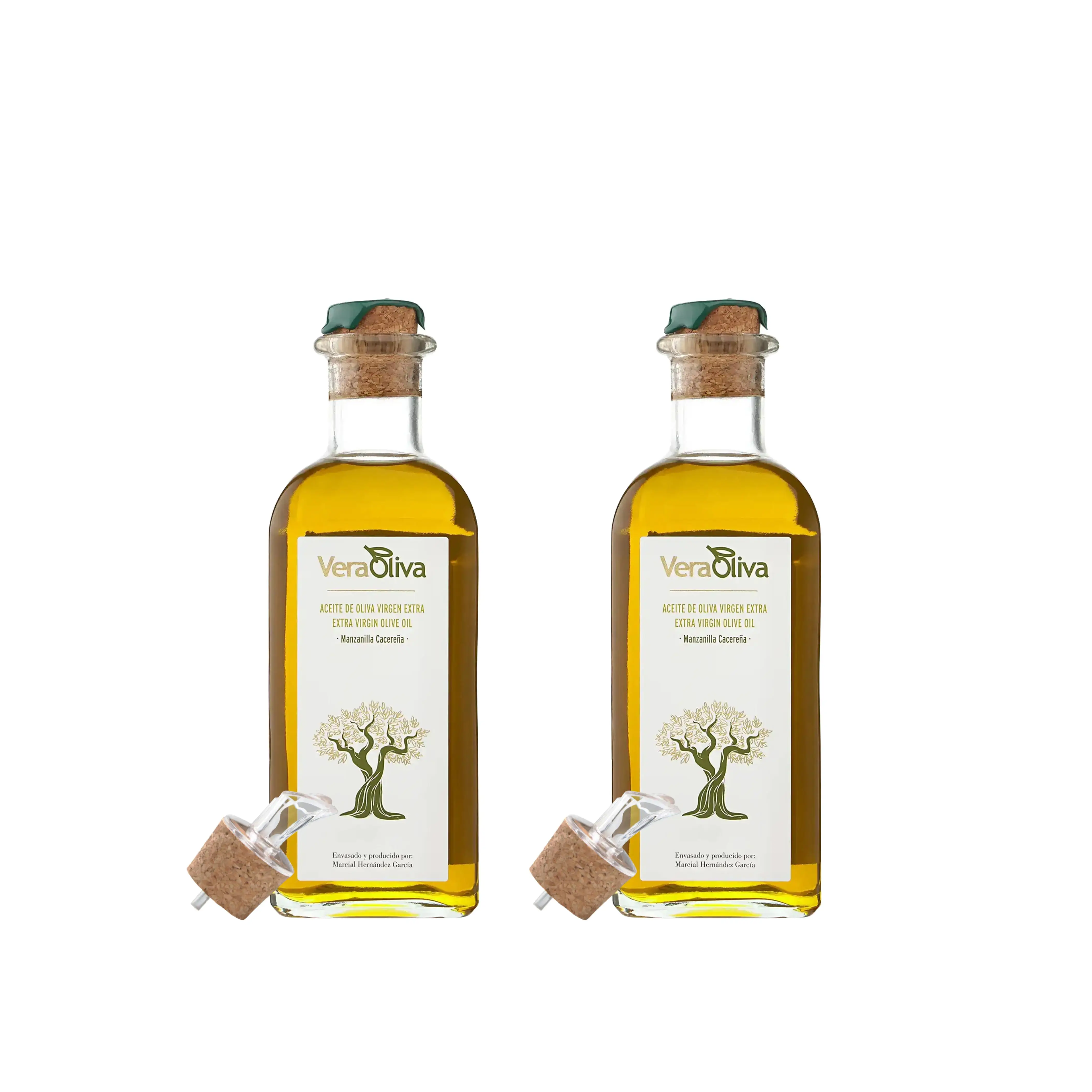 Aceite de Oliva Virgen Extra Veraoliva - 2 Frascas de Cristal 500ml con Dosificador