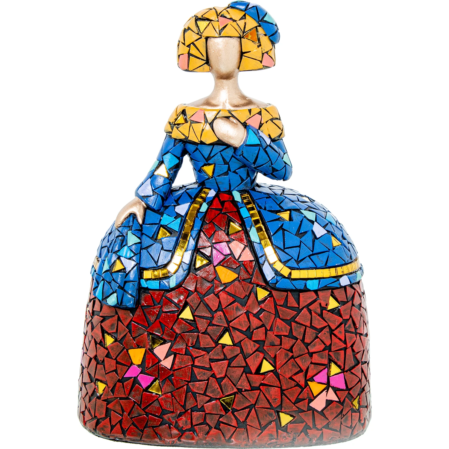 Figura menina 22cm resina mosaico colores 16x11x22cm