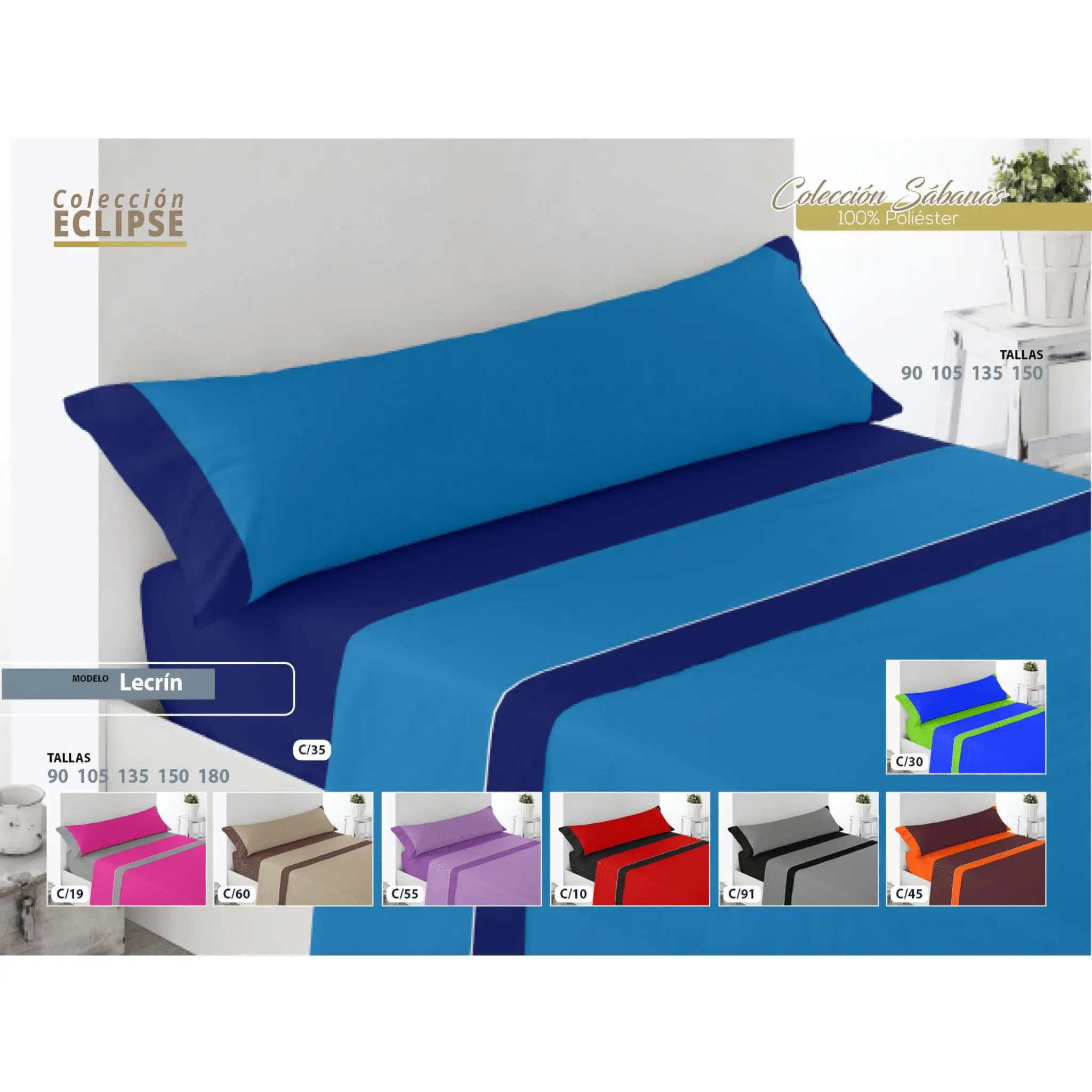 Energy Colors Textil-Hogar Juego Sabanas Verano 3 Piezas 100 % Poliéster Liso Bicolor Ligeras
