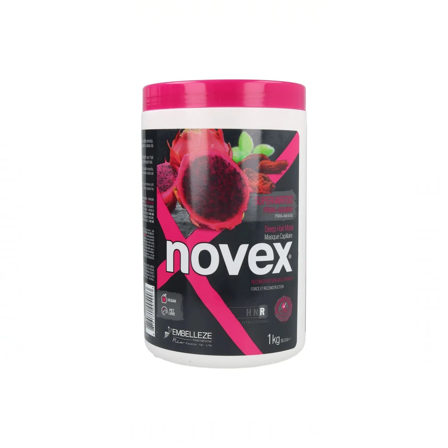 Novex superhairfood pitaya + goji mask 1 kg, novex hair mask softens and improves the appearance of hair.