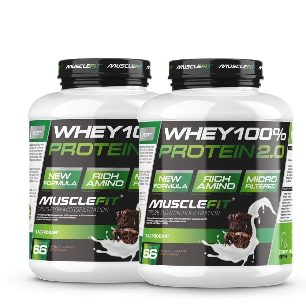 Pack 2 x Whey 100% Protein 2kg - MuscleFit│MUSCLECULT│Incremento de masa muscular│Proteína│Mas musculo — oferta en AliExpress