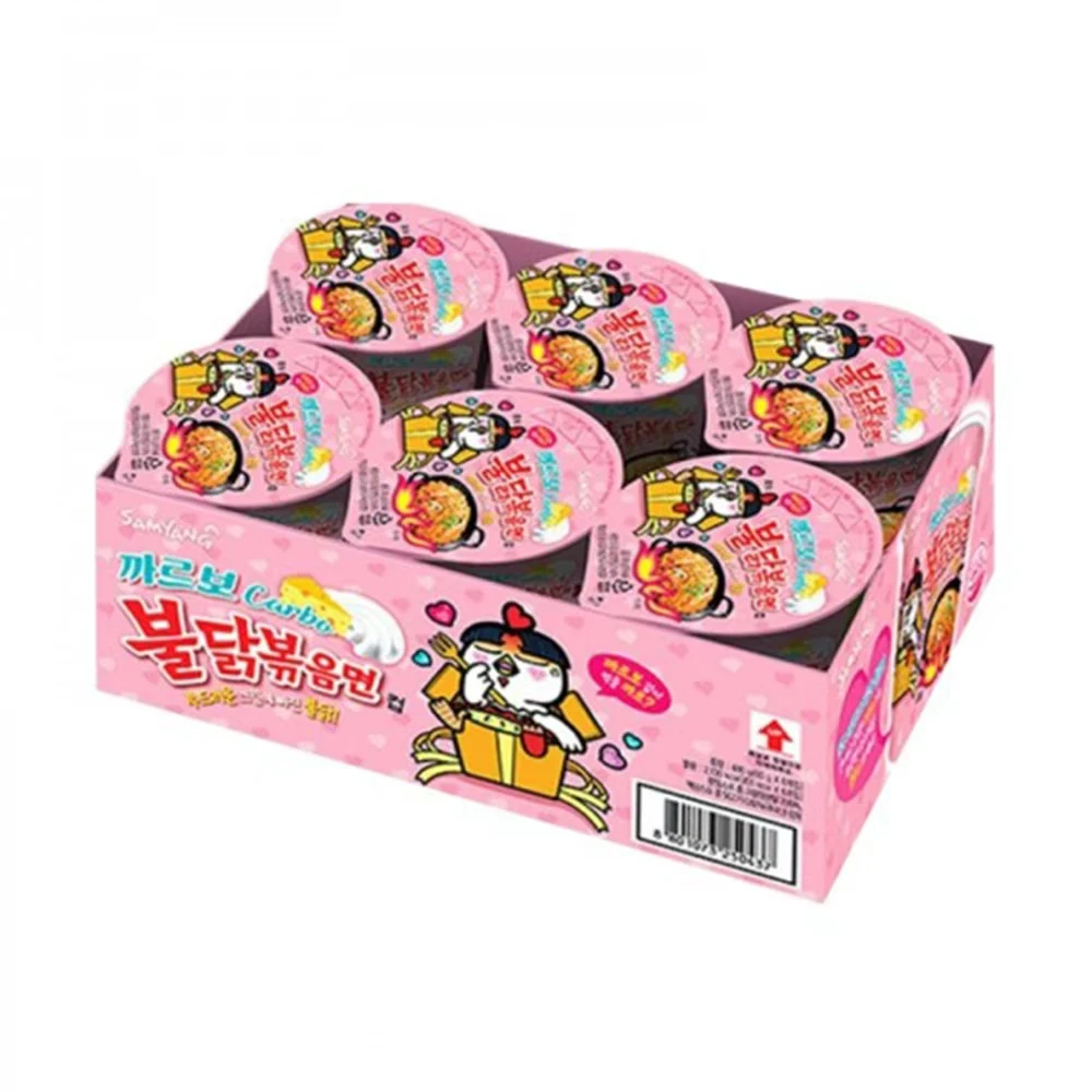 Samyang Buldak Ramen Coreano Instantáneo en Vaso 80g x 6 | Sabor Carbonara Picante