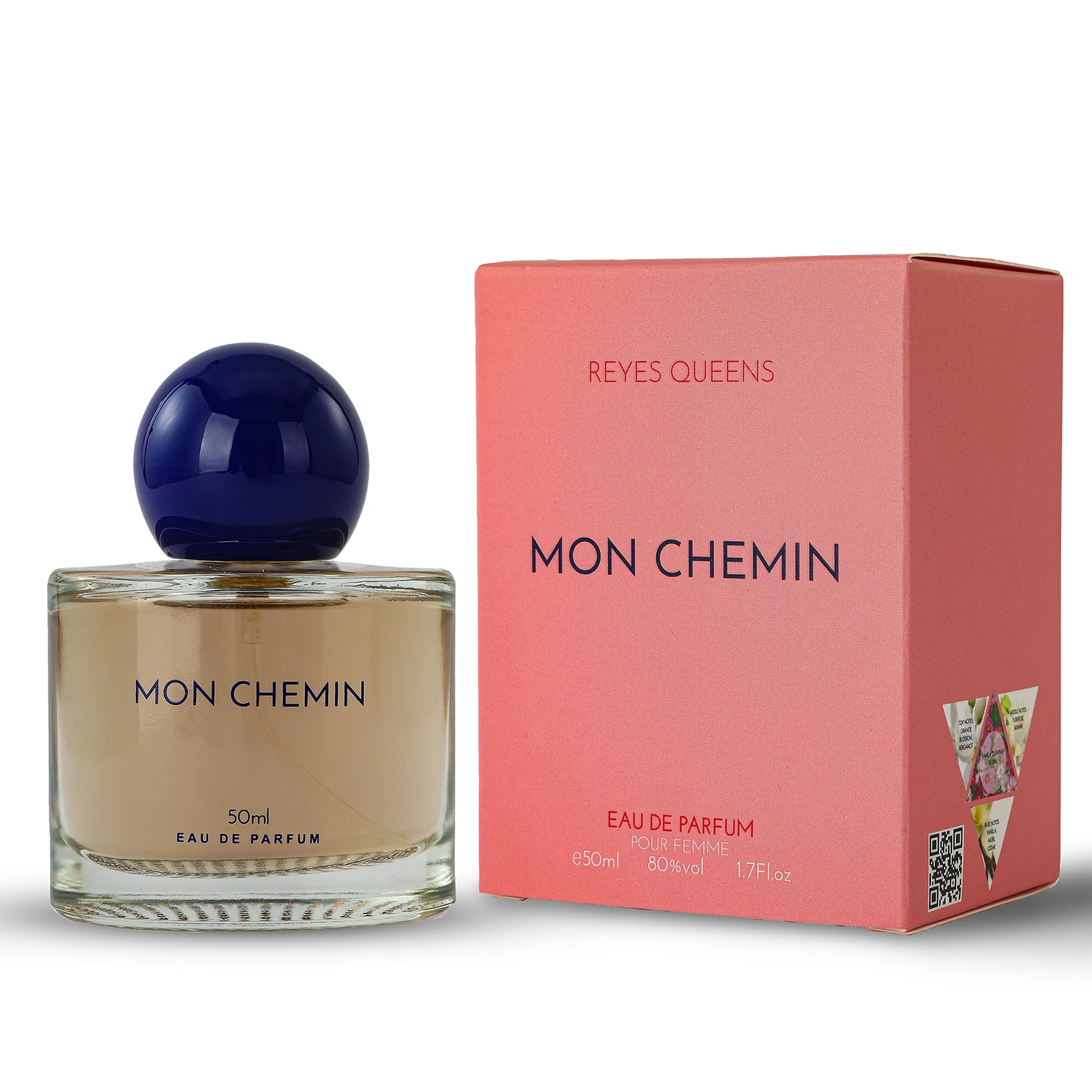 Perfume para mujer REYES QUEENS, Mon Chemin 50 ml Familia Olfativa: Floral, Tamaño: 50 ml, Concentración: Agua de perfume, Género: Femenino