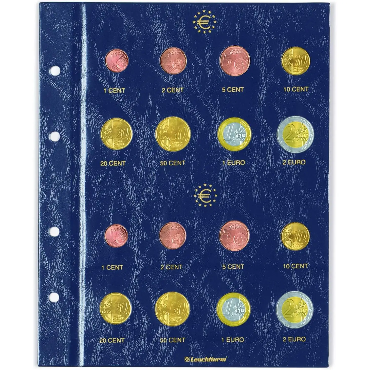 Hojas de monedas VISTA Leuchtturm, Euro neutral cada una para 2 Series de euro por hoja -  2 und.