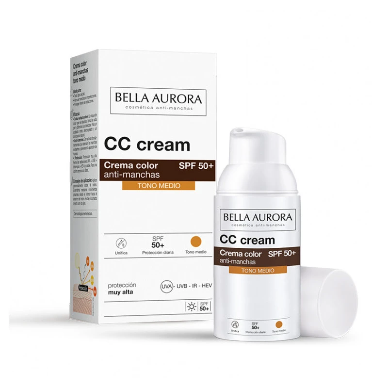 BELLA AURORA CC CREAM MEDIUM TONE ANTI-MANCHAS SPF50 30 ML COLOR CREAM