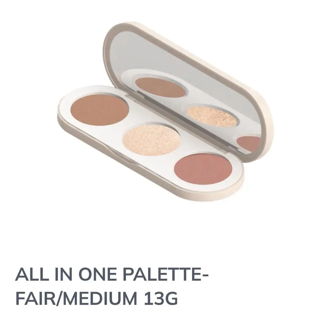 paleta 3 en 1 fair/medium, maquillaje profesional  en 3 sencillos pasos de farmasi