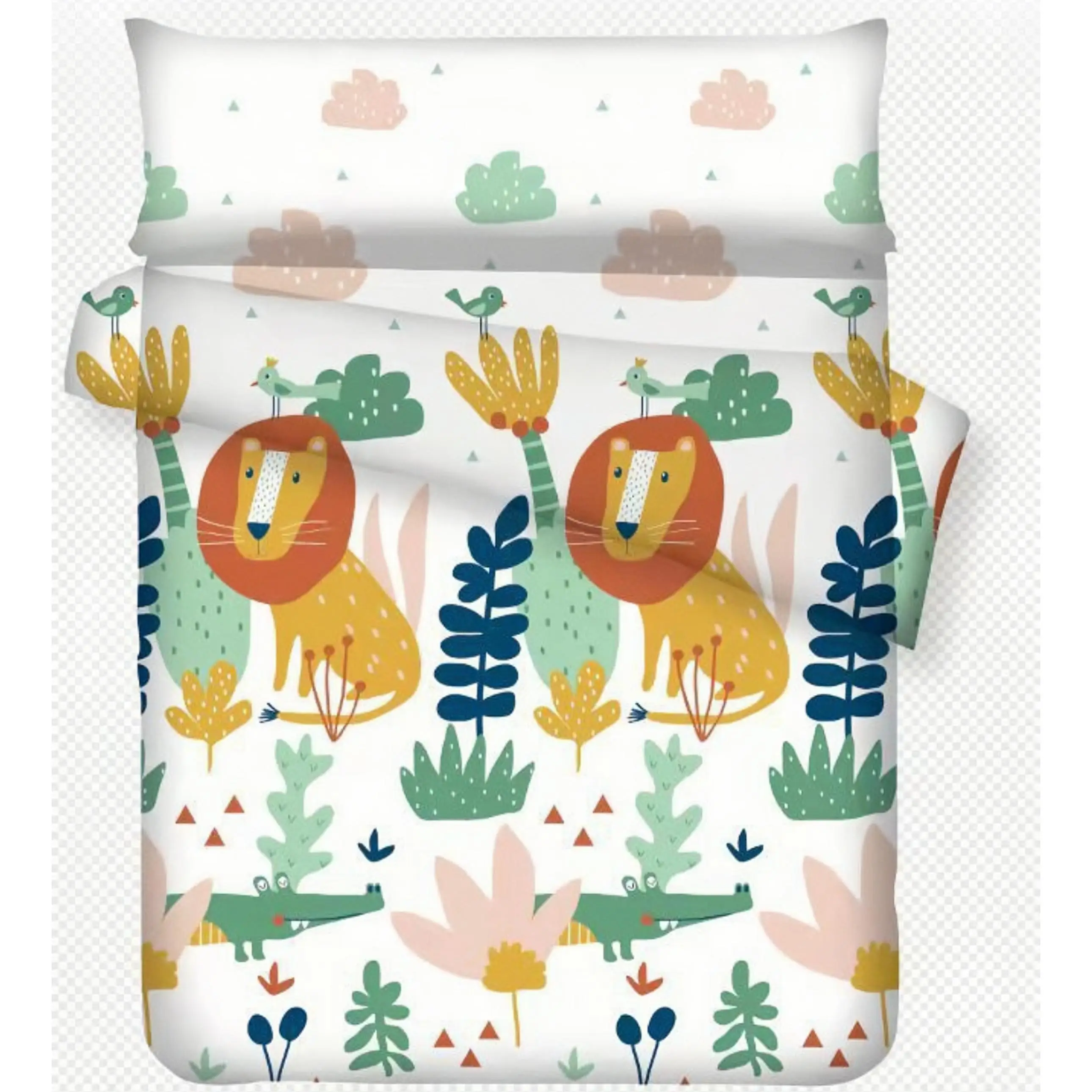 Textil-Home - Juego de Funda Nórdica Infantil de Microfibra de Poliéster Suave - Funda Edredón, Bajera y Funda de Almohada - Cama 90 150x220