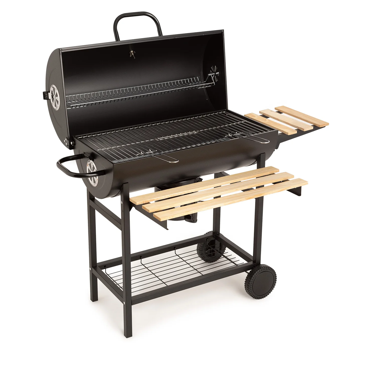 Create - create charcoal smoker barbecue with wheels and foldable side trays - smokey bbq