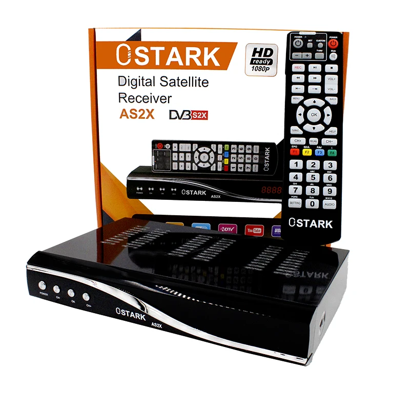 OSTARK Receptor de satelite Ostark AS2X DVB-S2/S2X, T2MI, H.265 Scart stalker rj45 USB wifi incluido YouTube, Xtream, Stalker