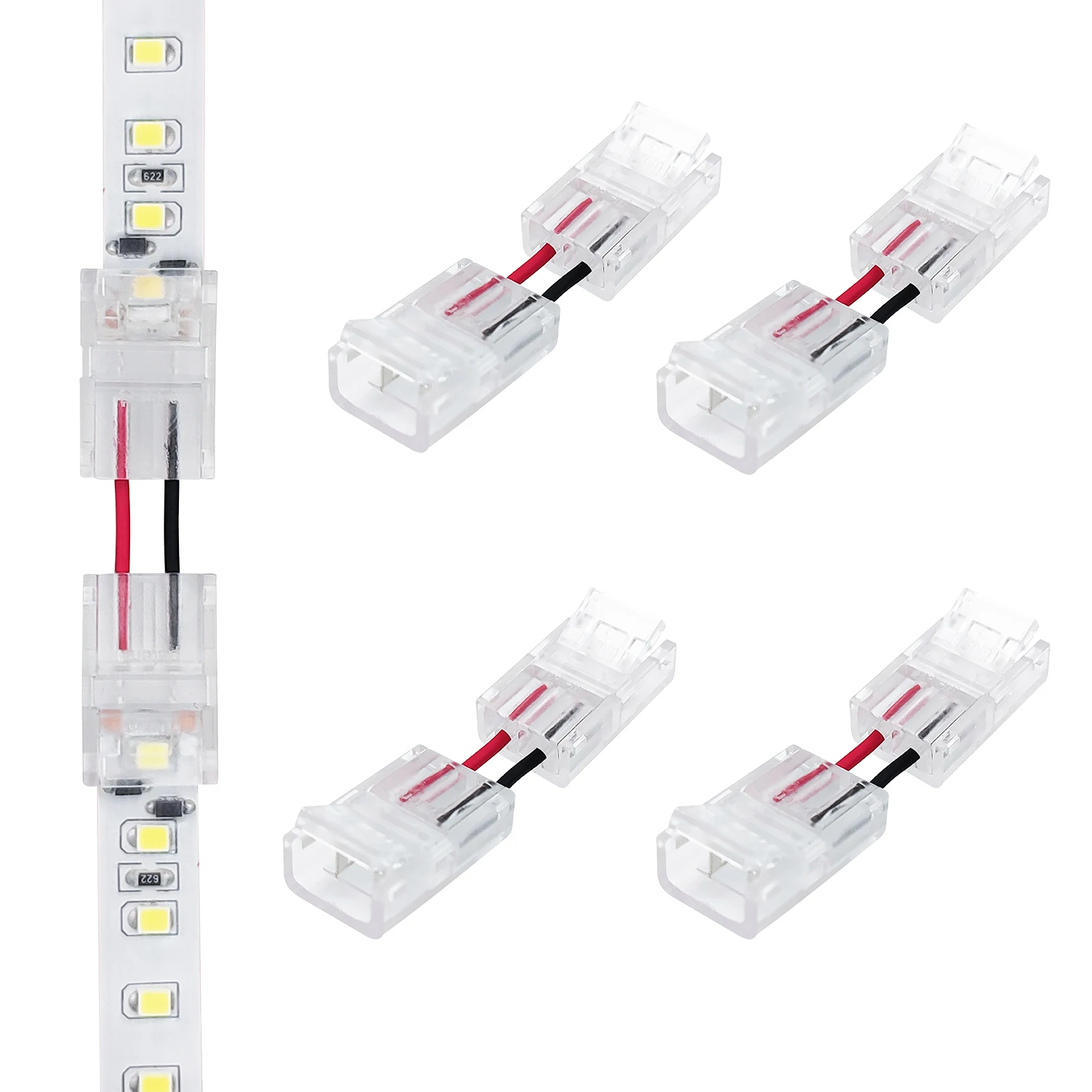 LED ATOMANT Conector Flexible Recto para Tiras LED Monocromo 10mm, Union Sin Soldadura para Tramos Separados, Instalacion Facil y Rapida, Ideal para Montajes Continuos