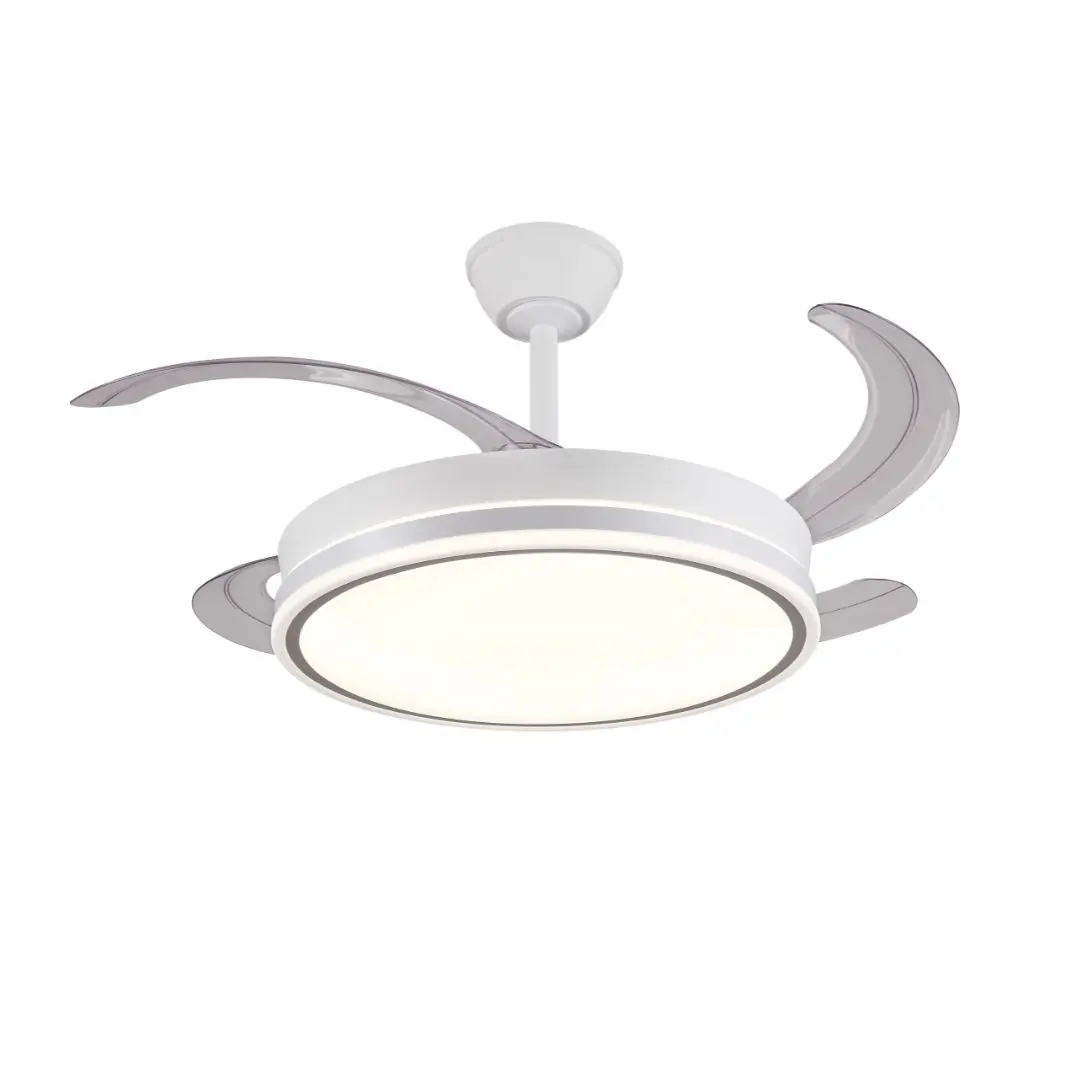 Ventilador de techo led con aspas retráctiles STELLA XL Ø122cm. Potencia de 72W en color blanco. Selector de tono de luz, regulable en intensidad, 
