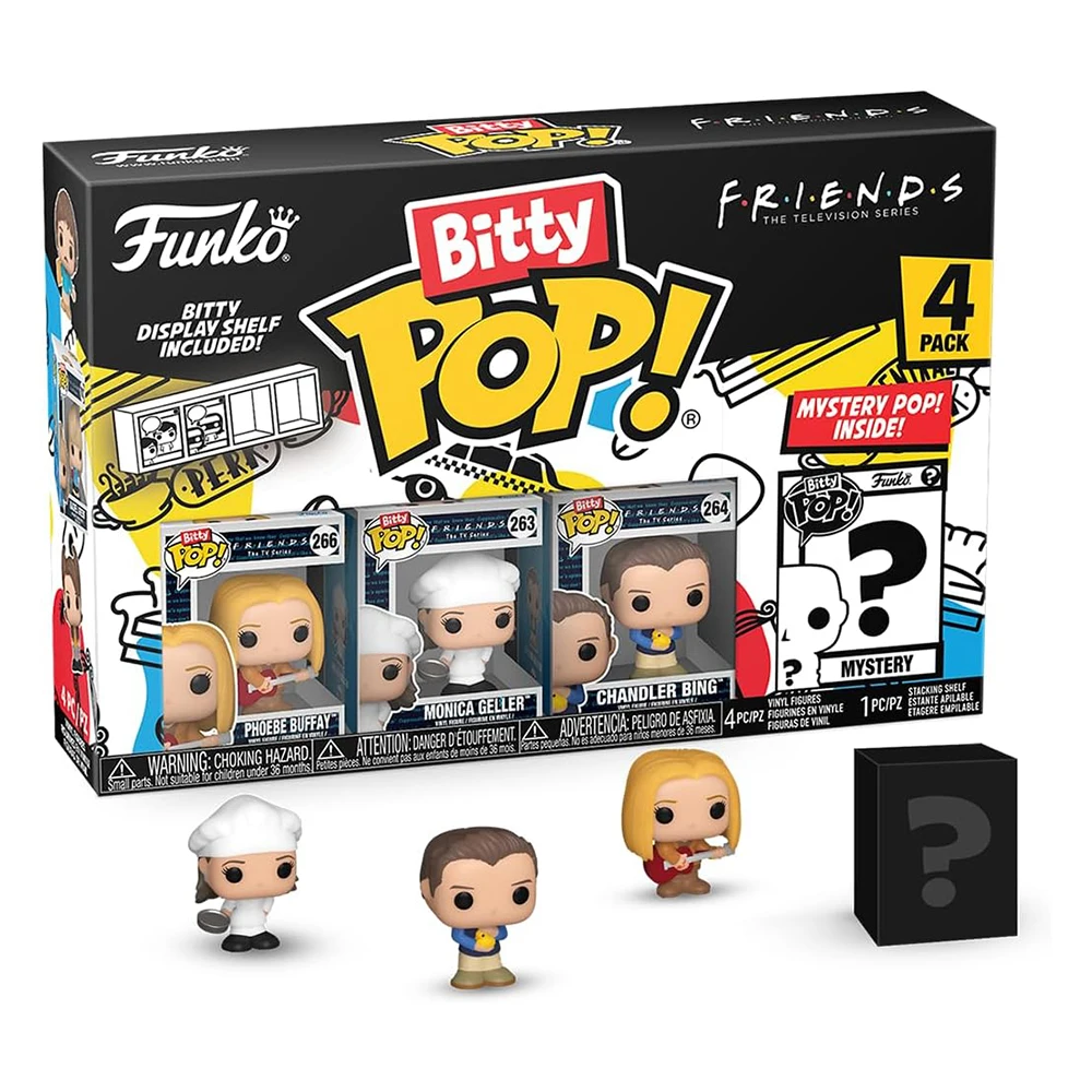 FUNKO BITTY POP! FRIENDS - PHOEBE BUFFAY, MONICA GELLER, CHANDLER BING Y ¿?, 73051, FIGURAS DE 2 CM, TIENDA CON LICENCIA OFICIAL, ENVÍOS 24-48 HORAS EN PENÍNSULA, JUGUETES, MUÑECOS, CABEZONES, SERIE,