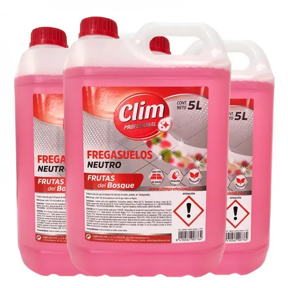 Fregasuelos neutro aroma frutos del bosque 5L de Clim Profesional. Caja 3 uds