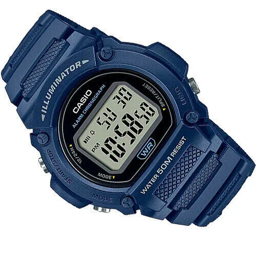 Reloj deportivo hombre Casio W219h-2A Luz LED Cronómetro alarma 50m Water Resist