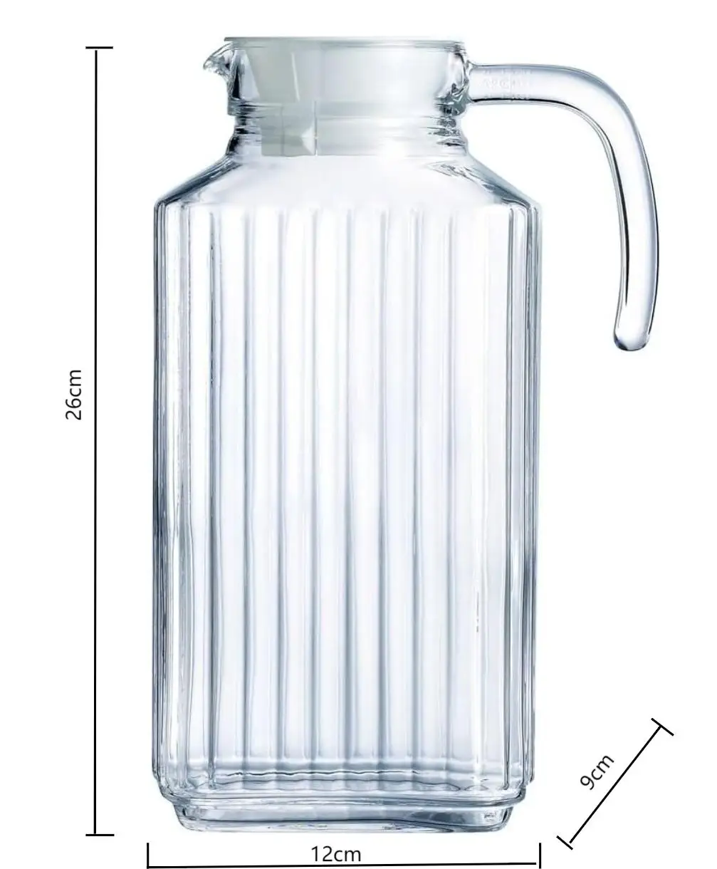 ARTEHOME Luminarc 1.7L White Lid Water Jug Crystal Pitcher Clear Color Classic