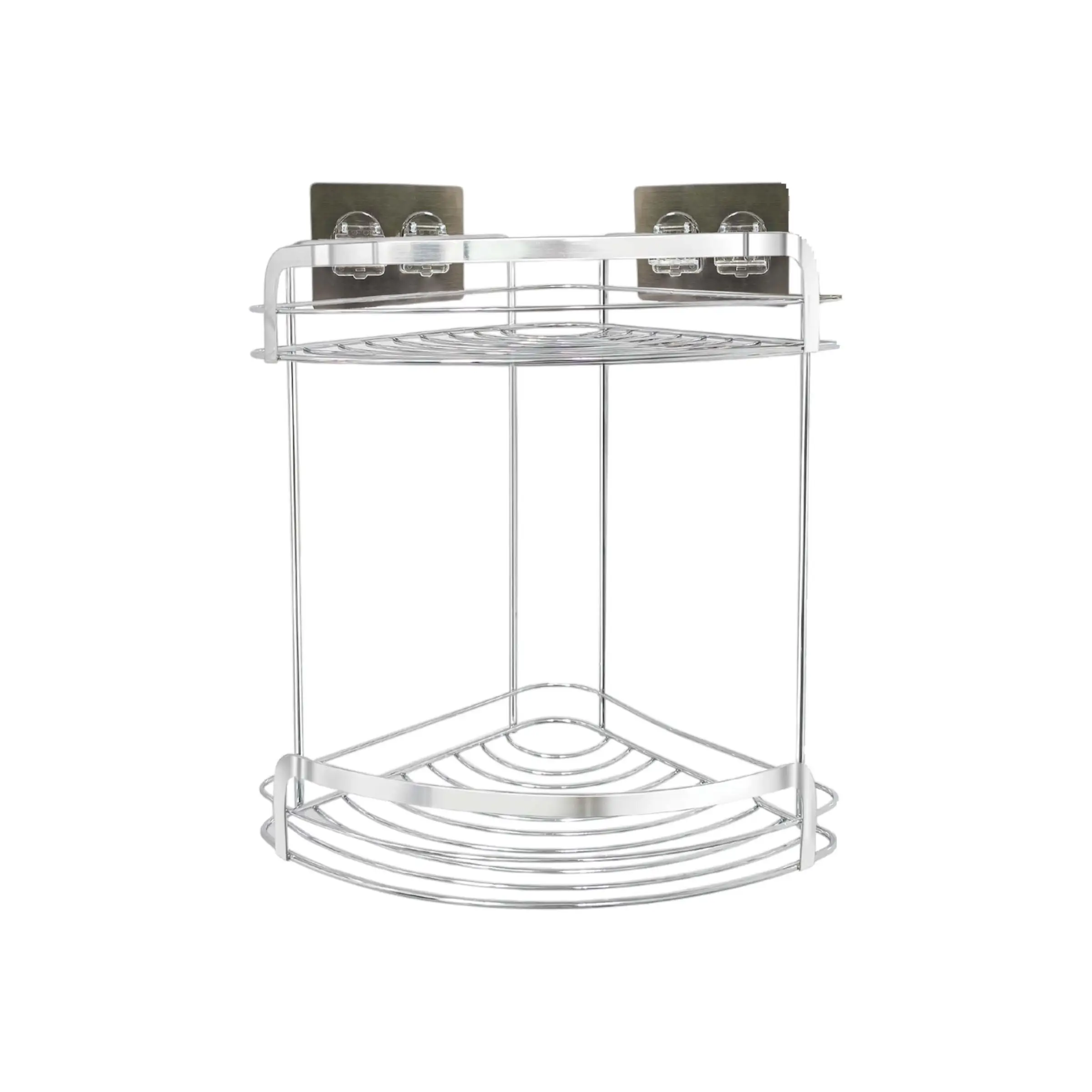 MEJORADA TS-4307 Estantería Doble Esquinera de Acero Inoxidable montados en pared instalación rápida con gancho autoadhesivo sin taladro para baño y cocina, 220x220x300 mm