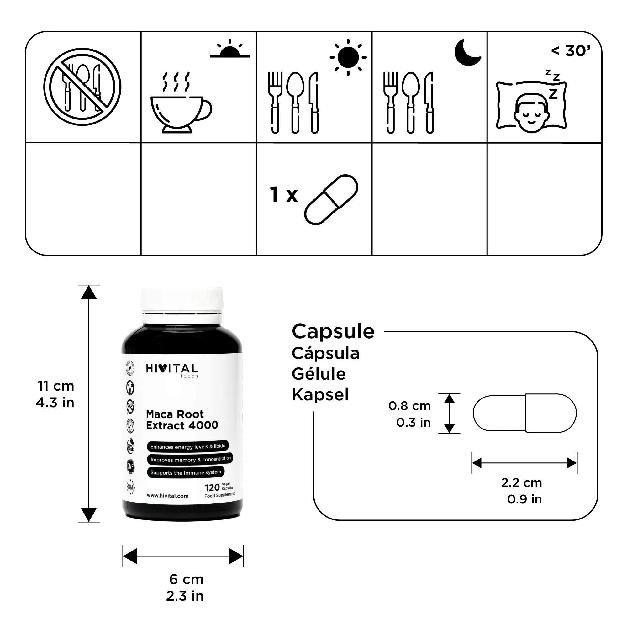 Peruvian Maca Concentrated Extract 4000 mg 120 vegetable capsules