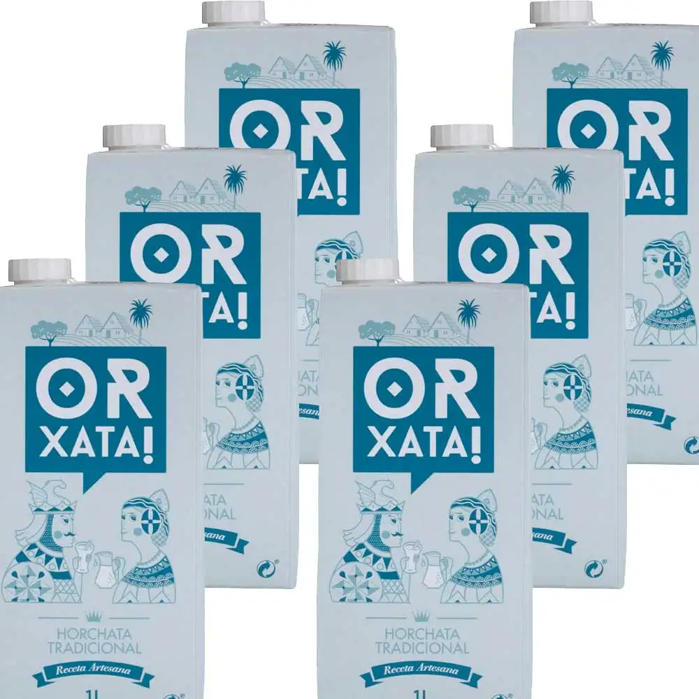 Pack 6 ud. Or,xata Tradicional Polo 1 litro de Horchata de Valencia 2,2 mg