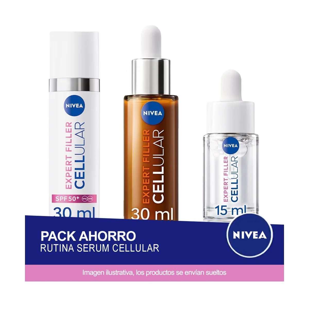 NIVEA CELLULAR Rutina Pack Ahorro - Contiene Serum Ácido Hialurónico + Serum Vitamina C + Fluido SPF 50