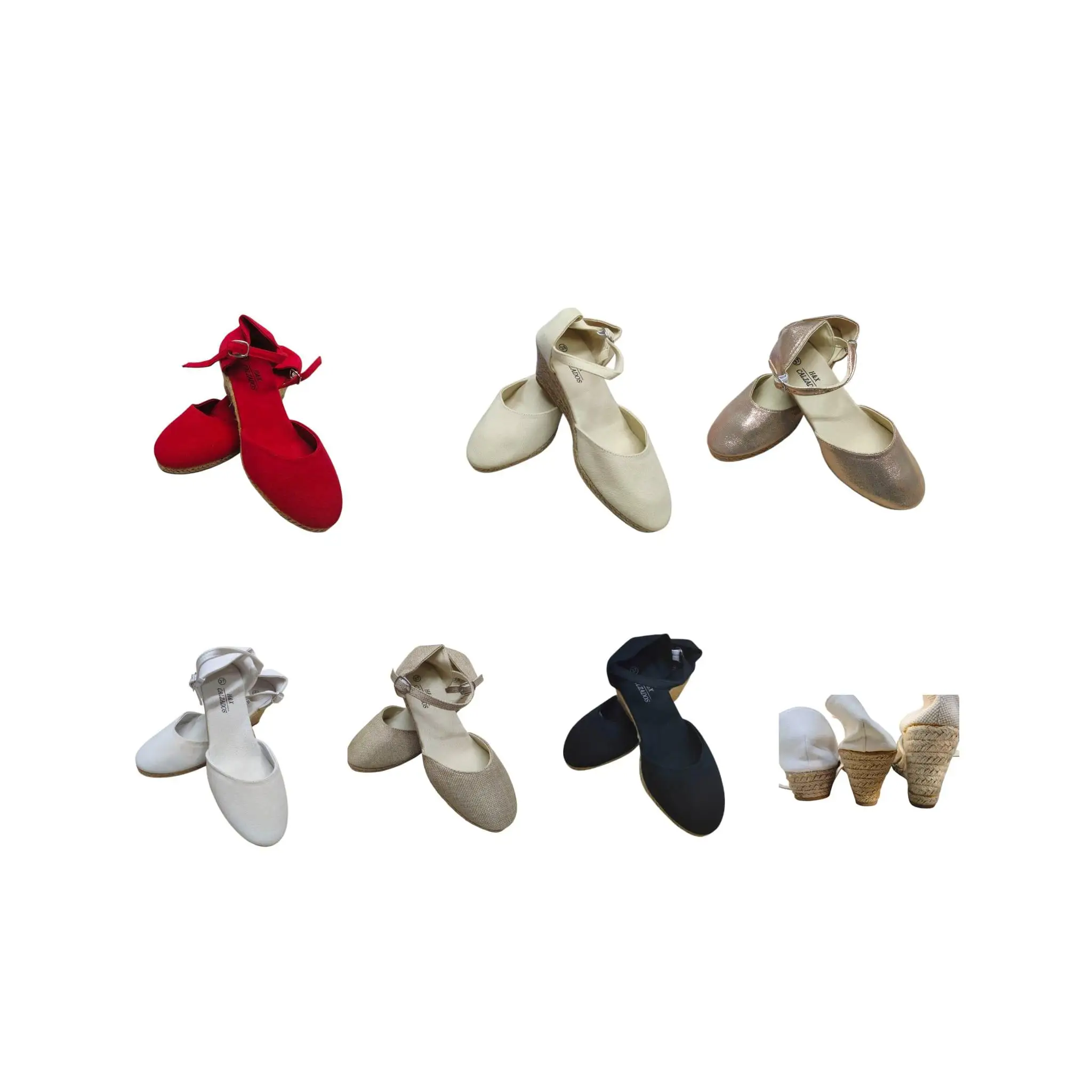 Zapatilla de Esparto para Ferias Sandalias Cuñas de Yute Clásicas para Mujer gran surtidos de colores Altura de 3cm,6cm y 9cm Cierre de Hebilla al Tobillo. Espartos para Feria. Planta Interior Acolchada en Tela calidad de confianza garantizada 36-41