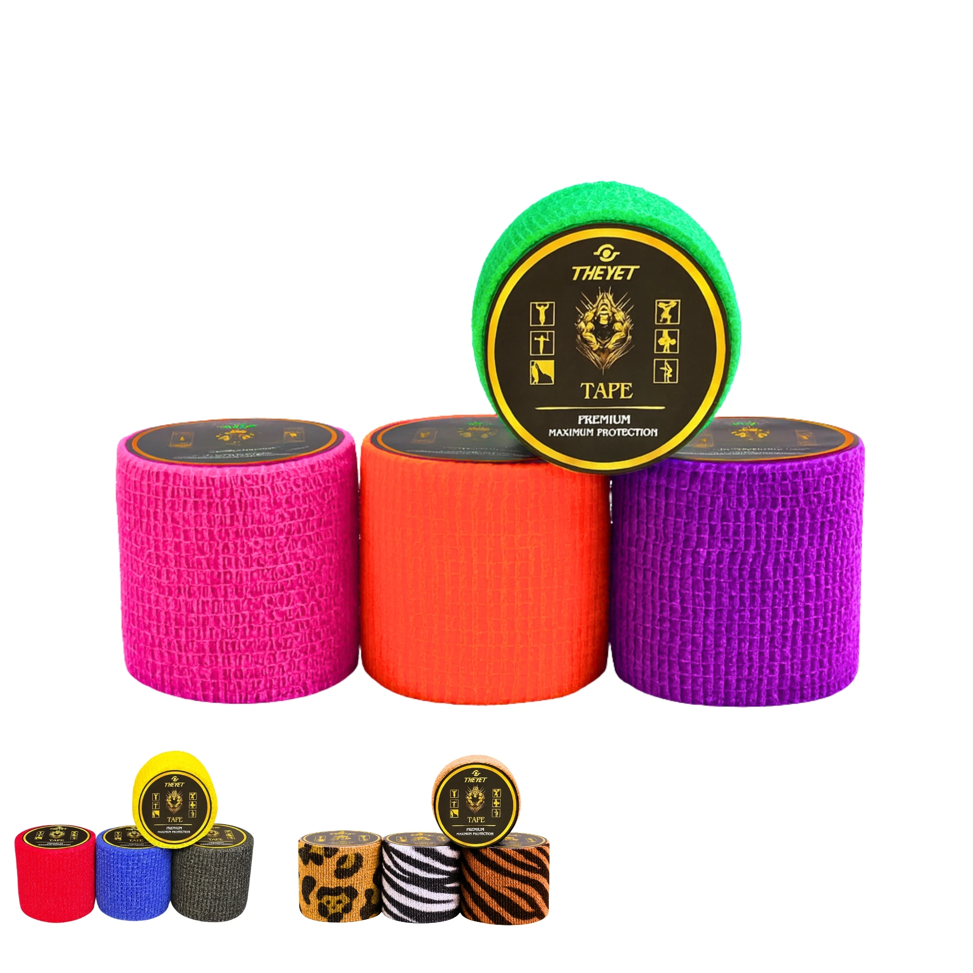 THEYET Tape Crossfit Dedos | Cinta Adhesiva Elástica Esparadrapo Deportivo Halterofilia Hook Grip Pulgar | Venda Cohesiva Entrenamiento Levantamiento Pesas | Pack 4 o 12 Rollos 5cm x 5m