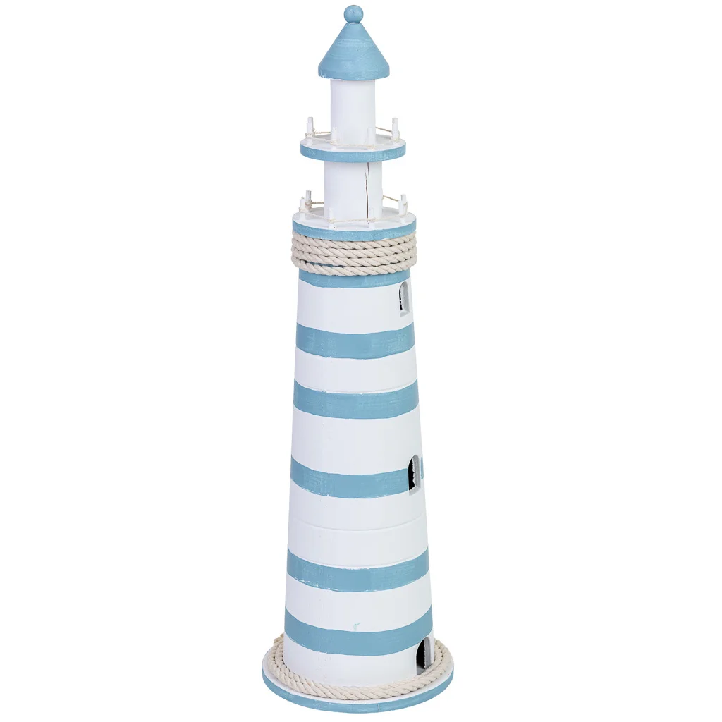 Wonderlust Deco - Figura de decoración faro de madera azul 16x16x53h cm Azul 16x16x53h cm
