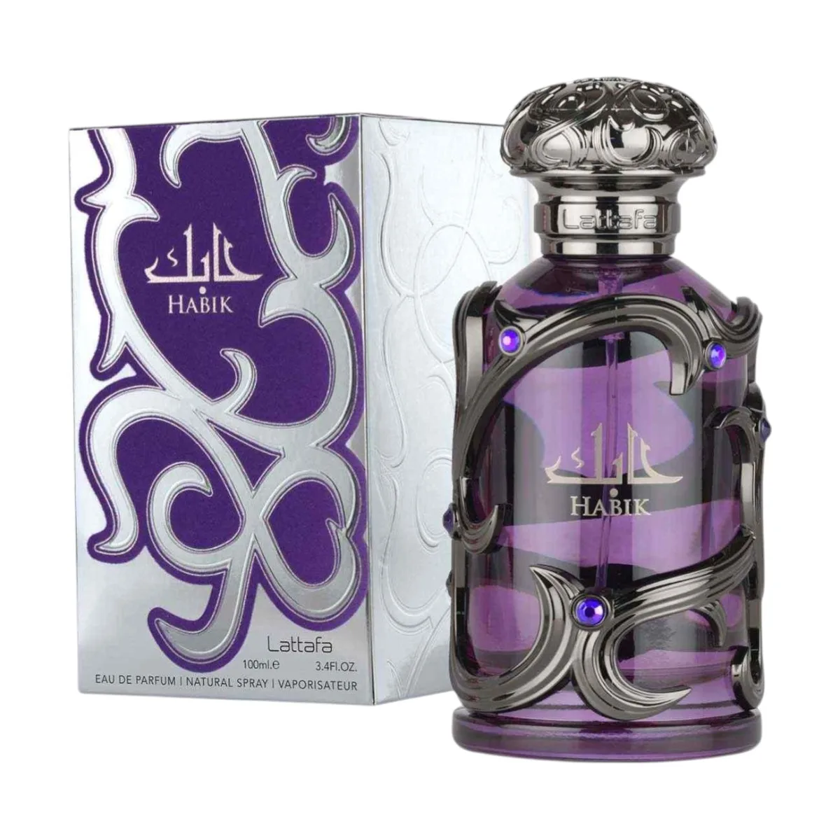 Lattafa Habik Eau de Parfum para Hombre 100 ml, Perfume Árabe Masculino Amaderado y Especiado, con Cardamomo, Bergamota, Lavanda, Sándalo y Almizcle