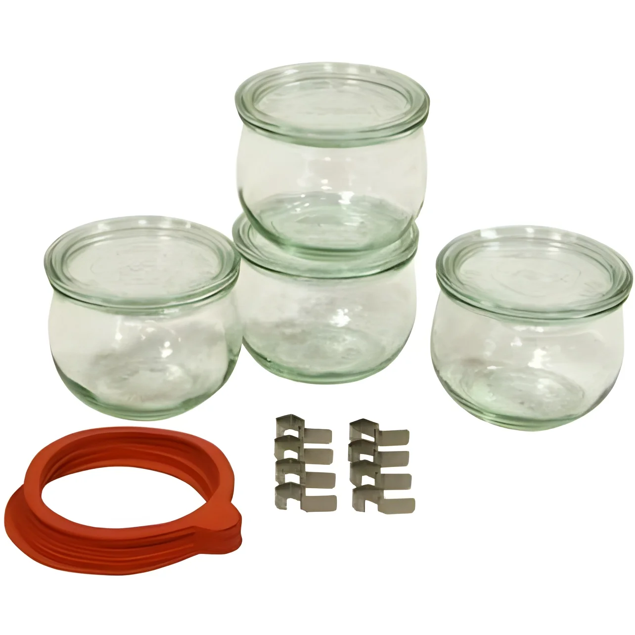 Tarros Weck - Juego de 4 de Cristalería (0,5 L) con Discos y Clips