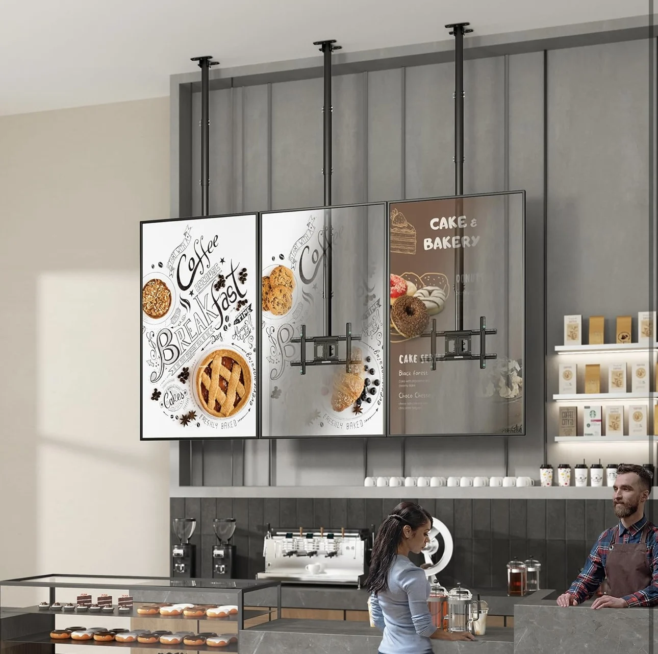 Universal ceiling mount for 32'' to 75'' tv with height and tilt adjustment