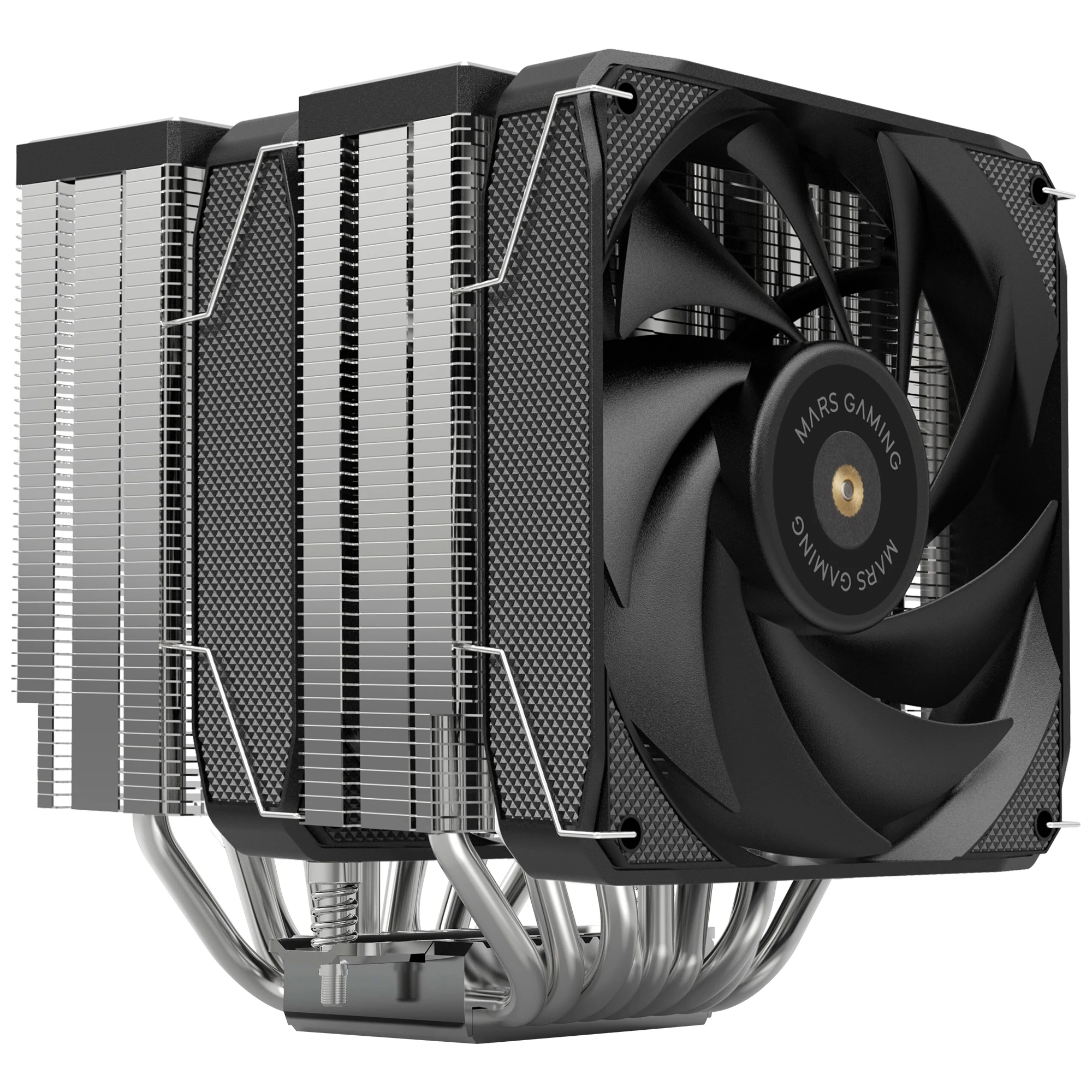 Mars Gaming  MCPU-XU9, Disipador CPU Doble Torre, TDP 400W, 2x Ventiladores de Aspas Híbridas y Rodamiento FDB de Cobre Hiperbalanceado, 9 Heatpipes Tecnología BPH ULTRA, Multisocket Universal, Cooler