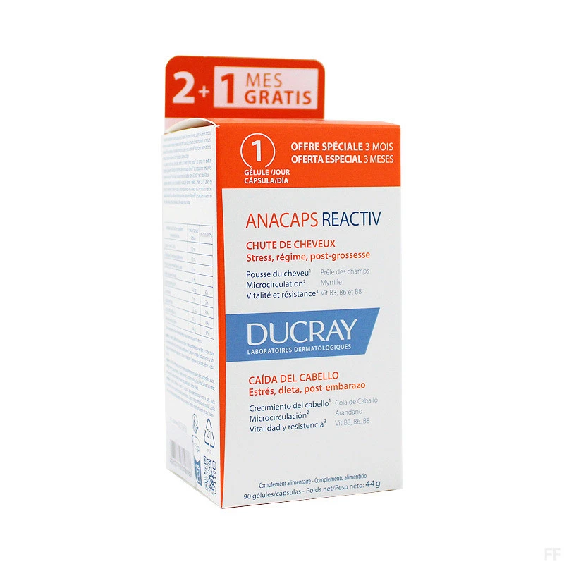 DUCRAY ANACAPS REACTIV 2 + 1 90 CAPSULAS