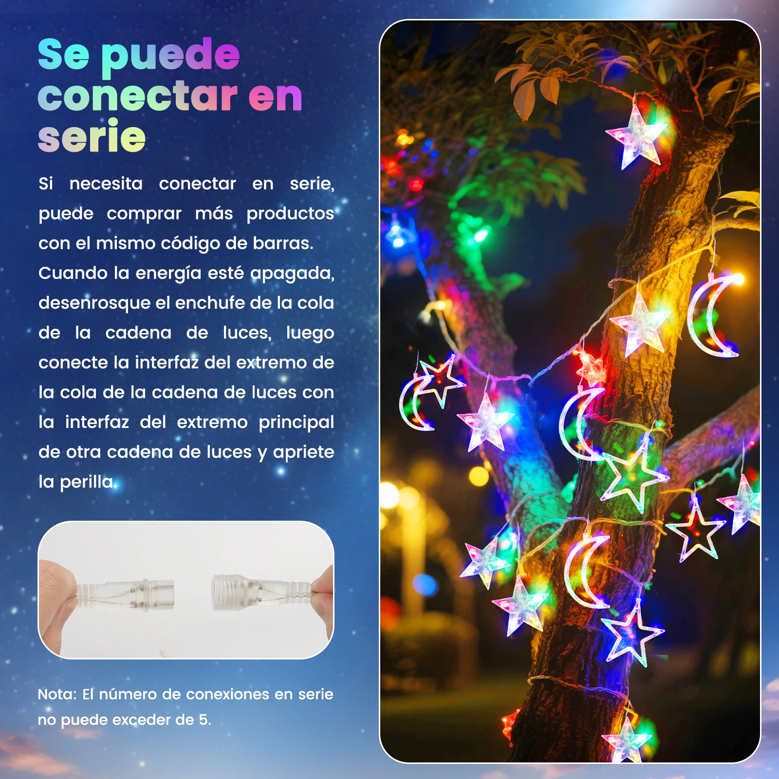 Aigostar luces de cortina de Navidad con estrellas y lunas RGB, 3M*3M*0.6M, 8 Modos Cadena de Luces con Remoto, 120 LED, temporizador, Resistente al Agua, para exterior y Interior, decoracion navidad
